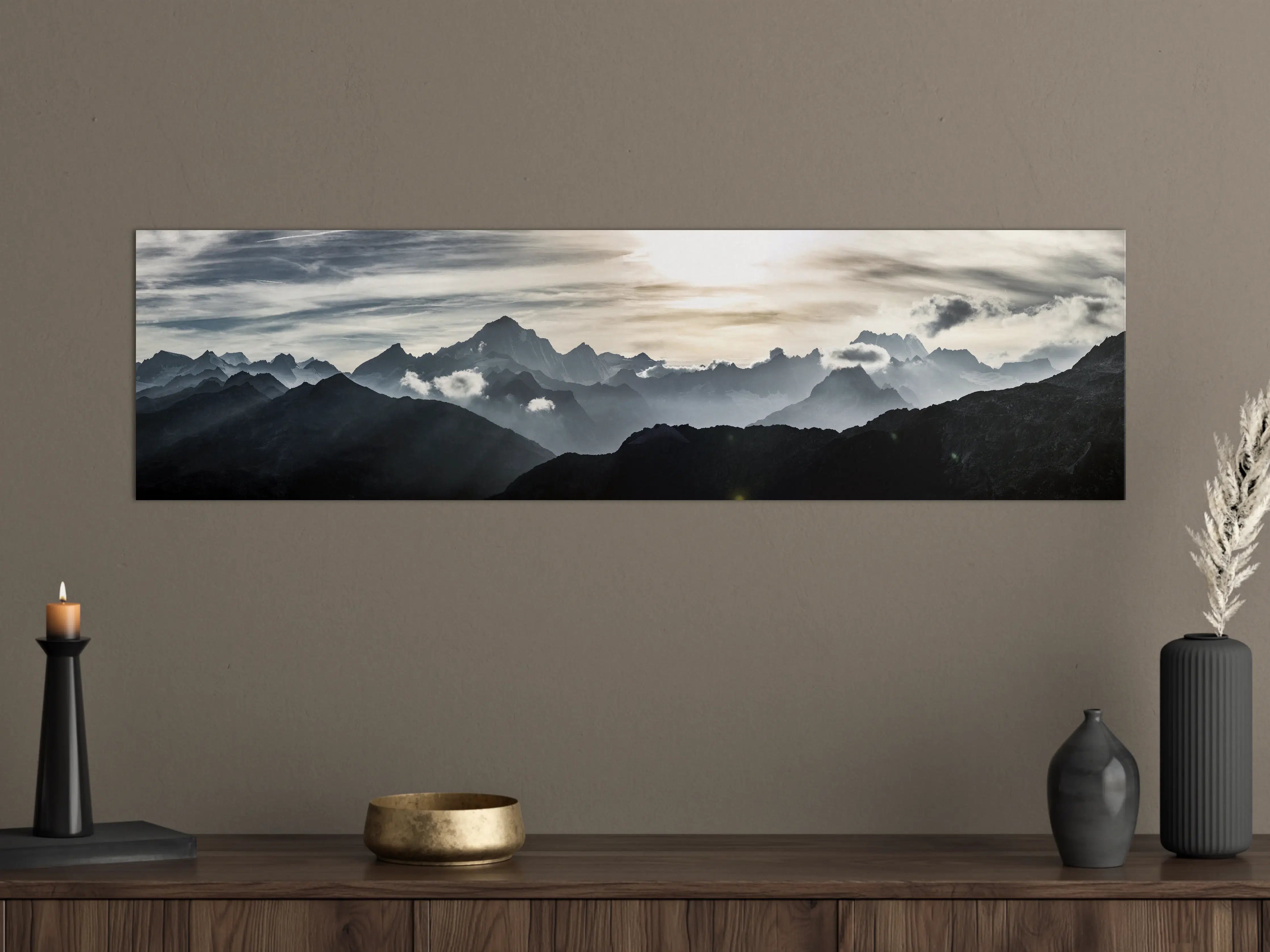 Große Wandbilder - Bergsilhouette bei Sonnenuntergang