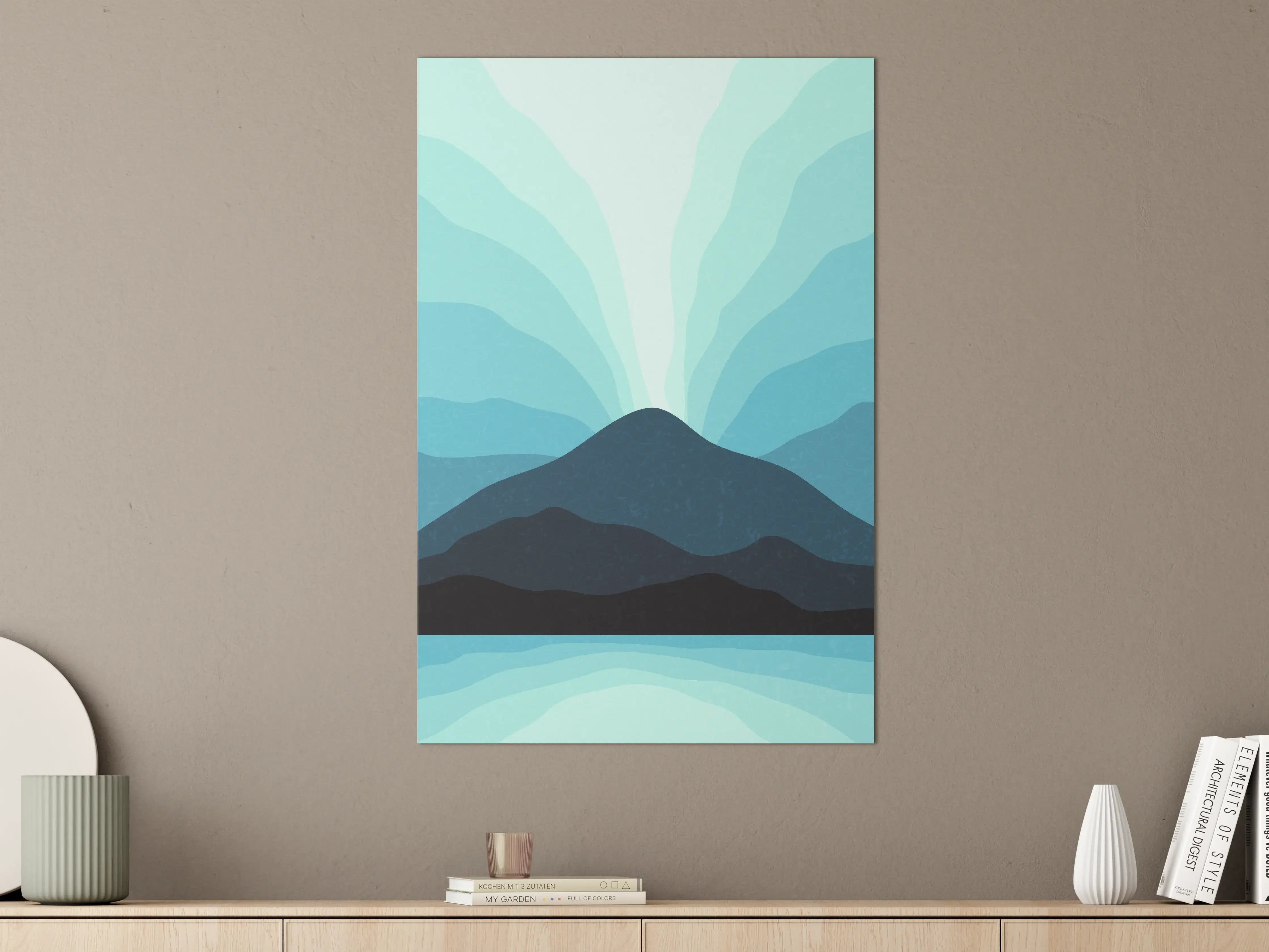 Große Wandbilder - Bergsilhouette mit Wasserreflexion