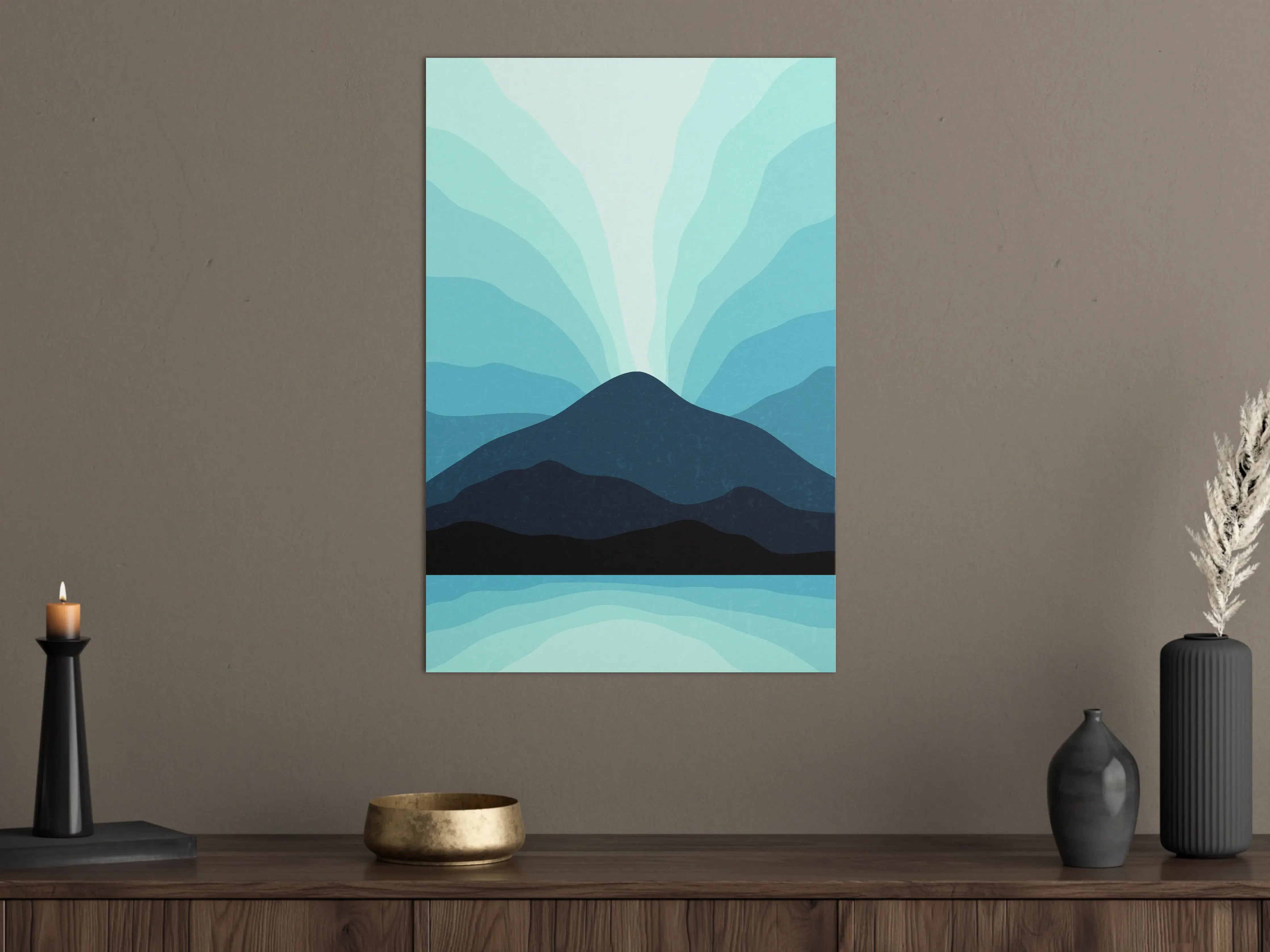 Große Wandbilder - Bergsilhouette mit Wasserreflexion