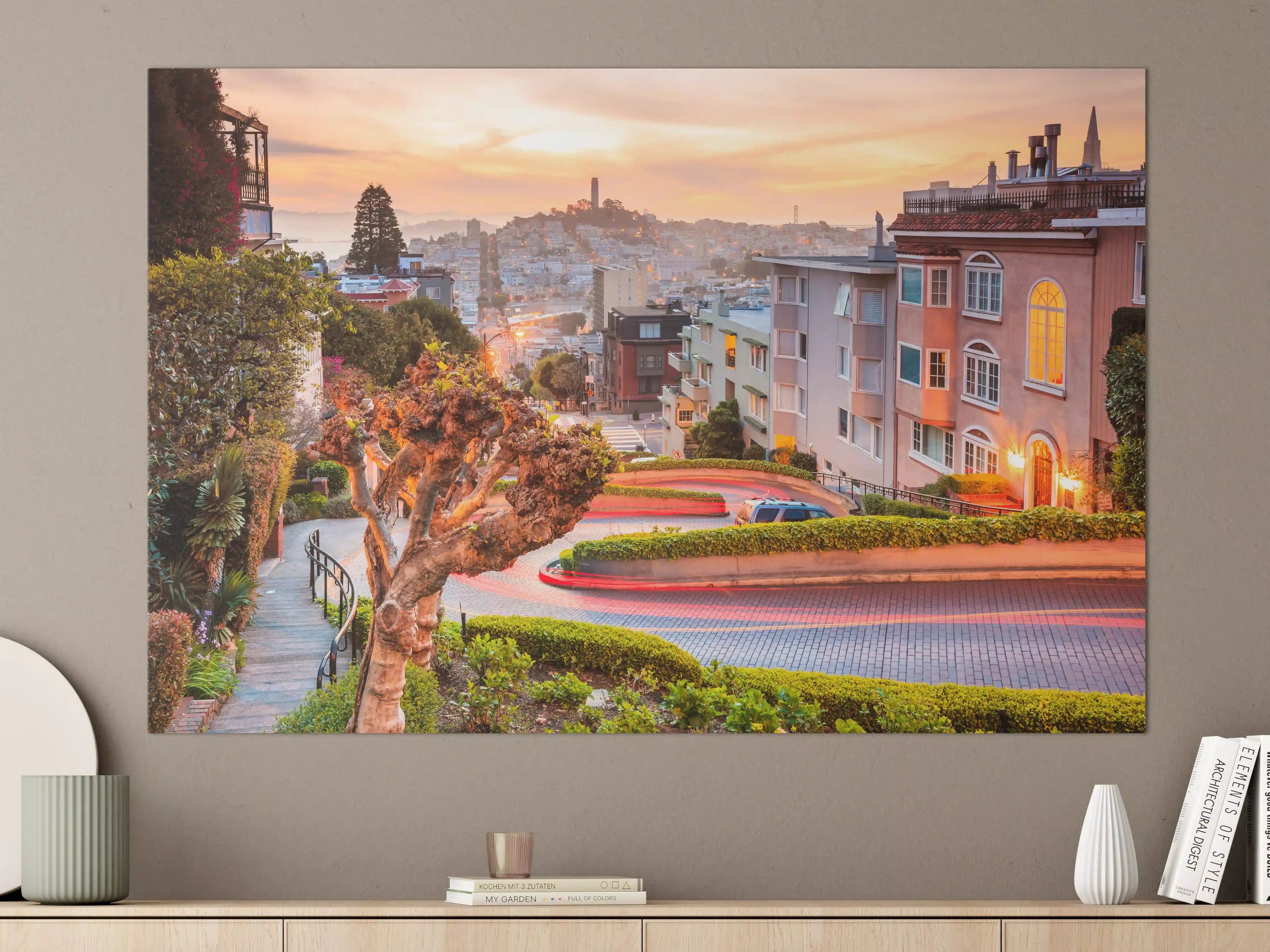 Große Wandbilder - Berühmte Lombard Street in San Francisco