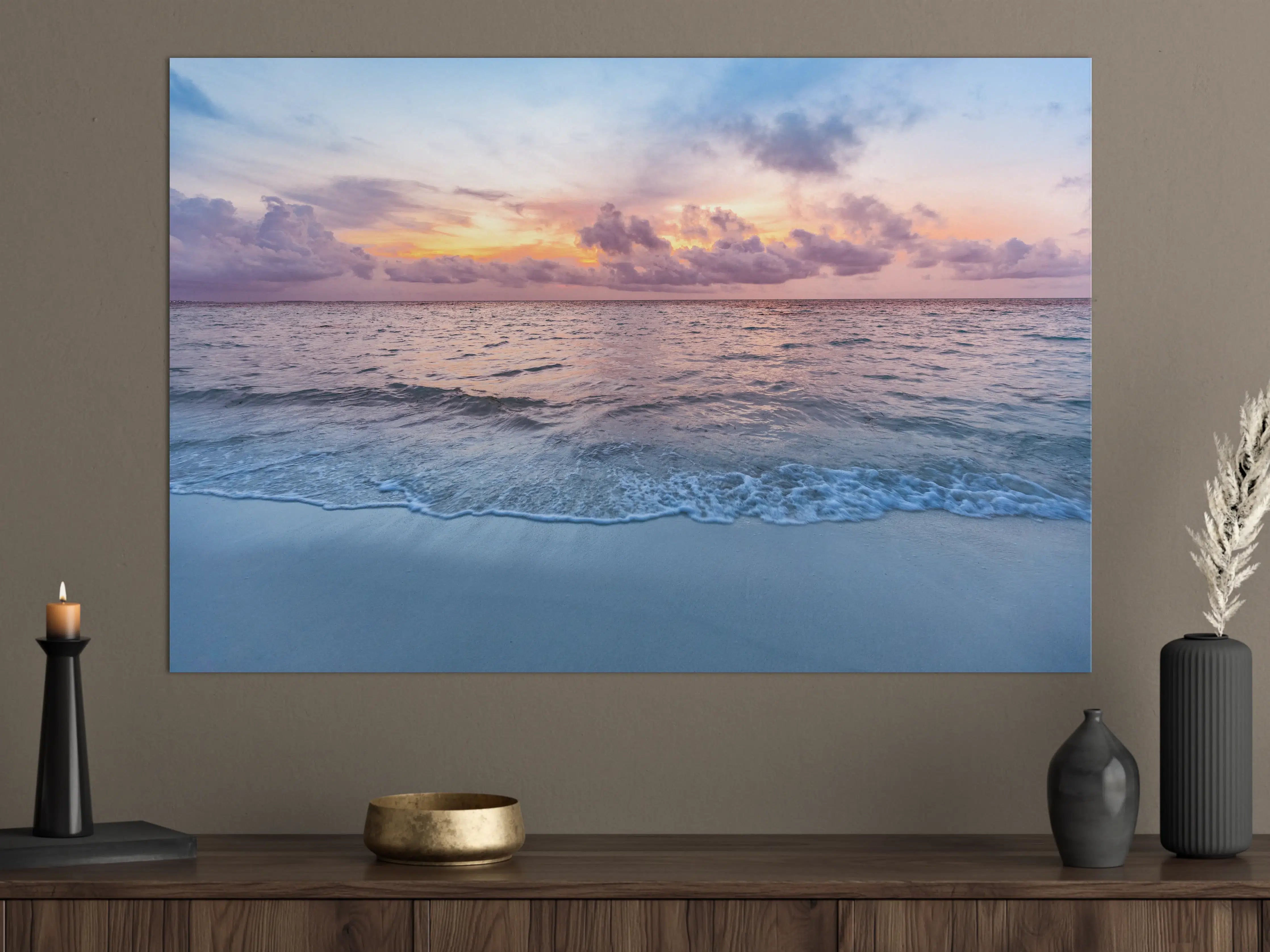 Große Wandbilder - Bewölkter Sonnenuntergang am Strand