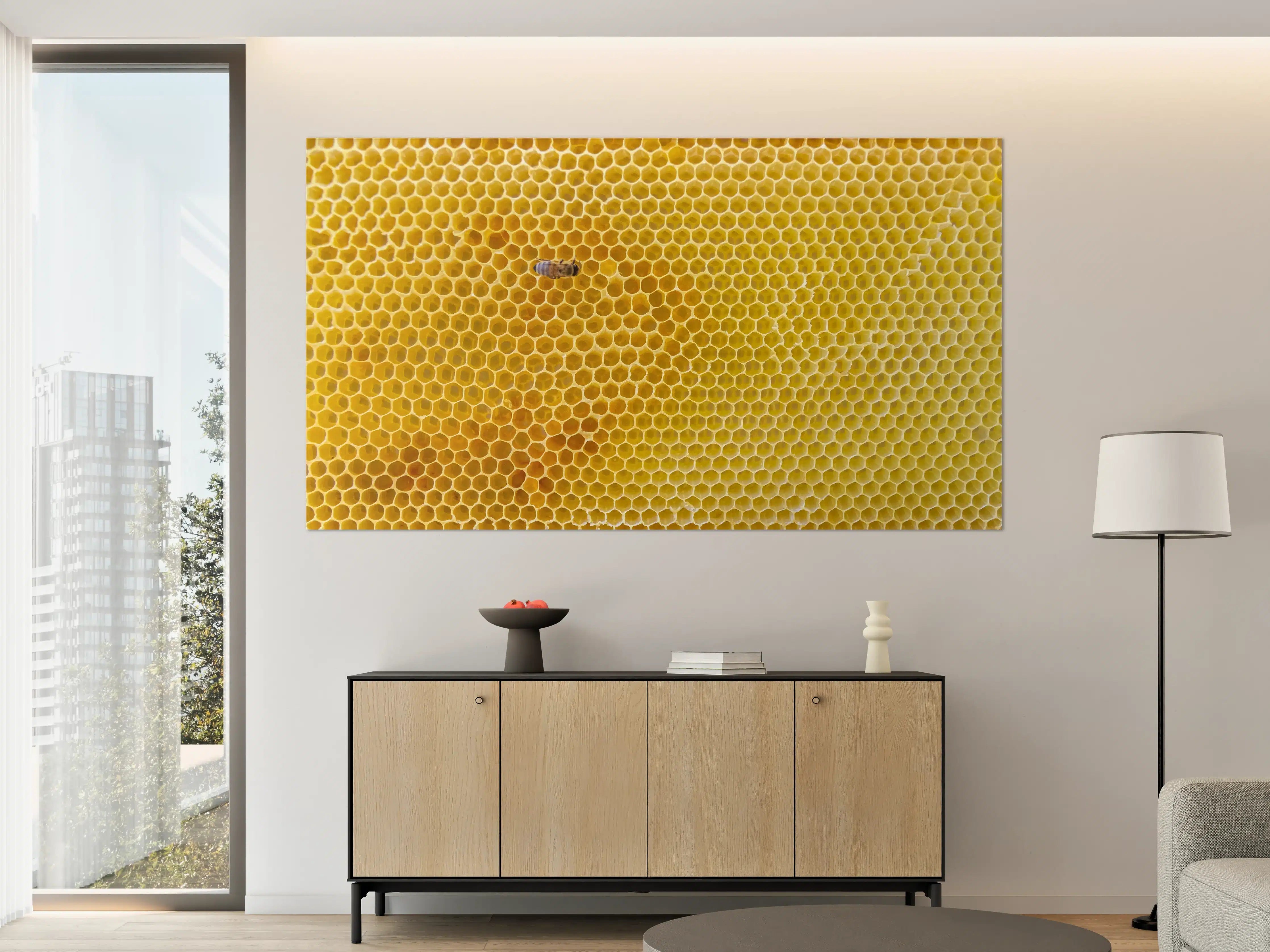 Große Wandbilder - Bienensammler auf Honigwabe