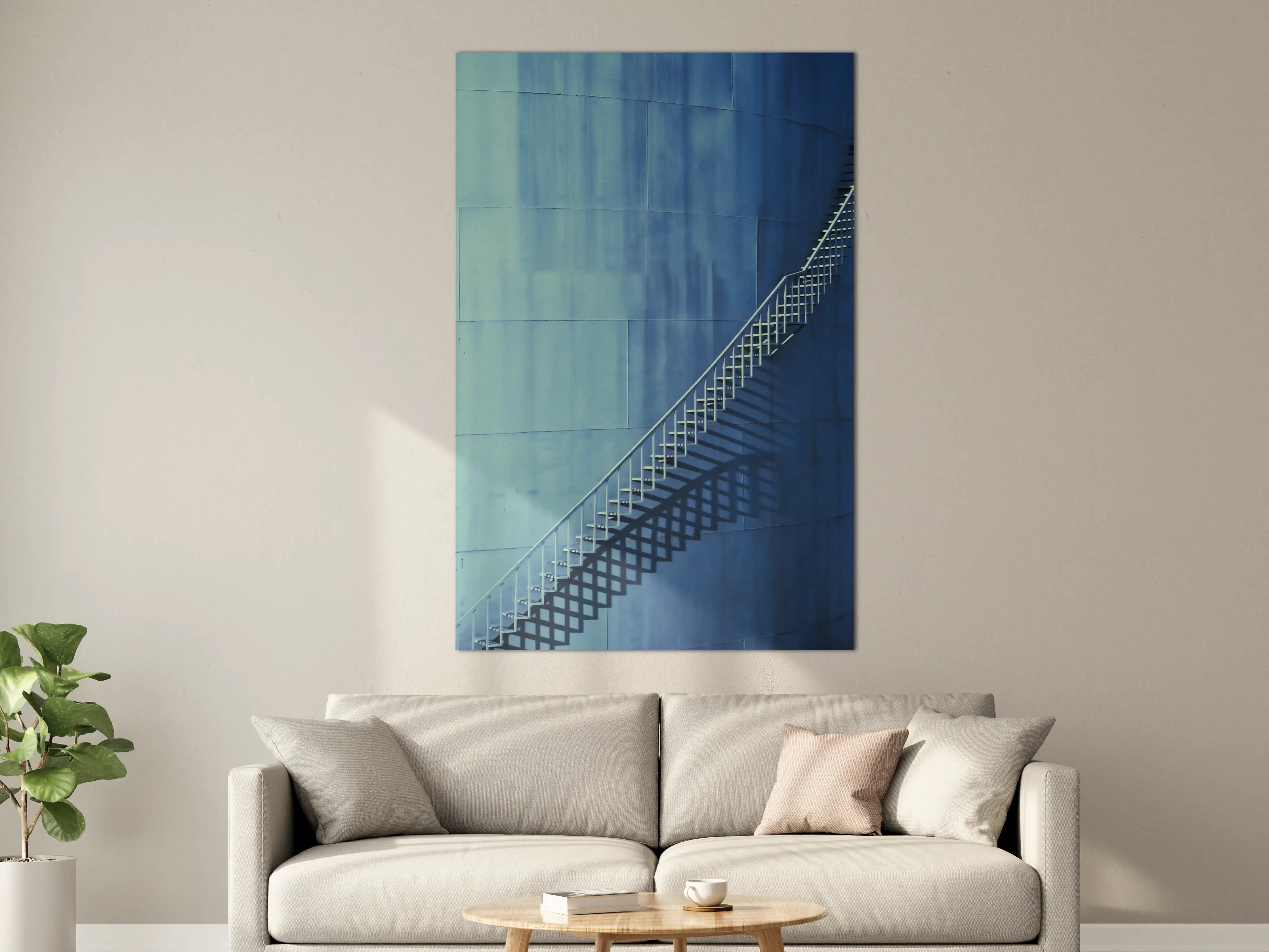 Große Wandbilder - Bläuliche Architektur - Treppen