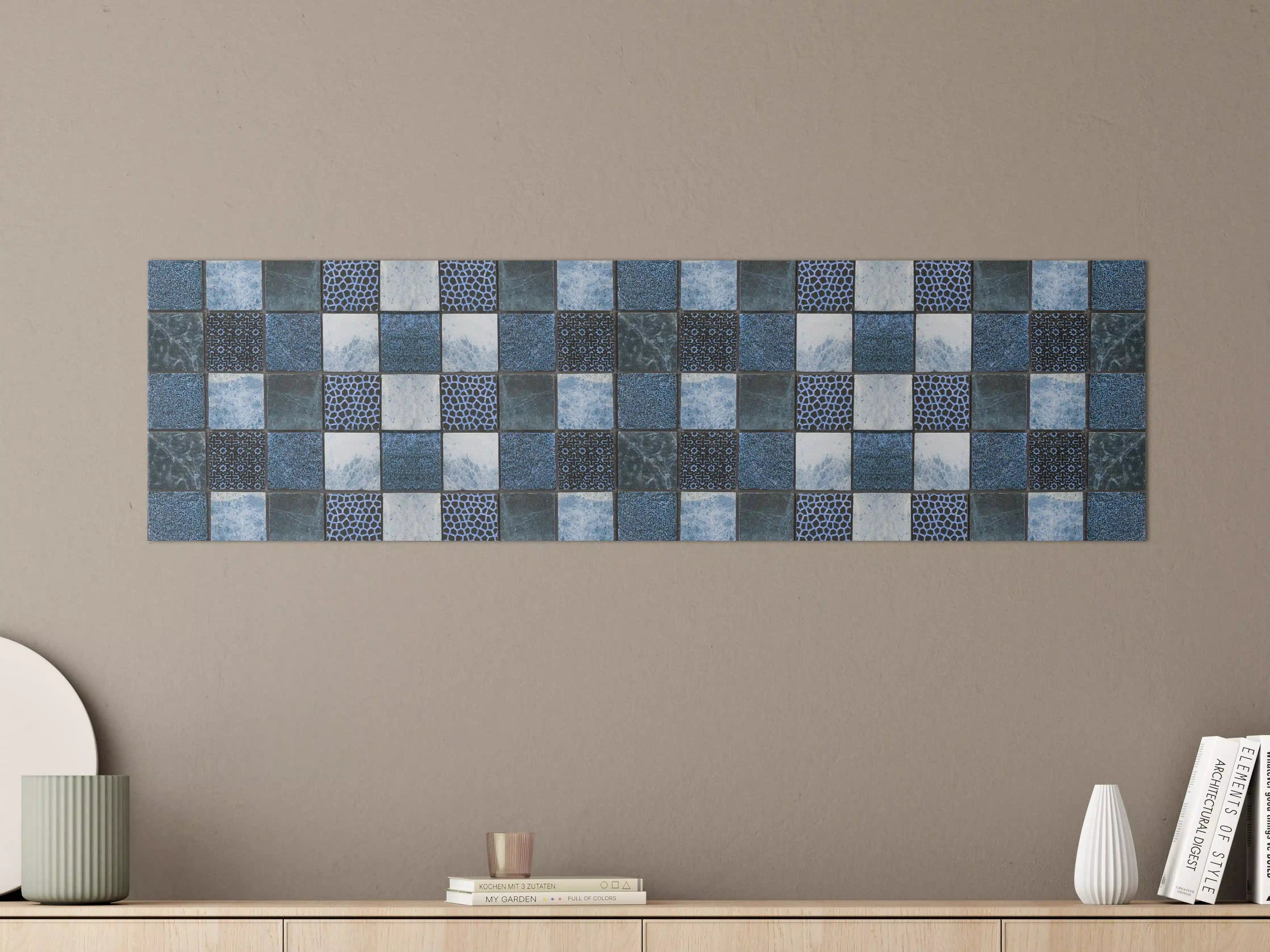 Große Wandbilder - Bläuliche quadratische Mosaiktextur