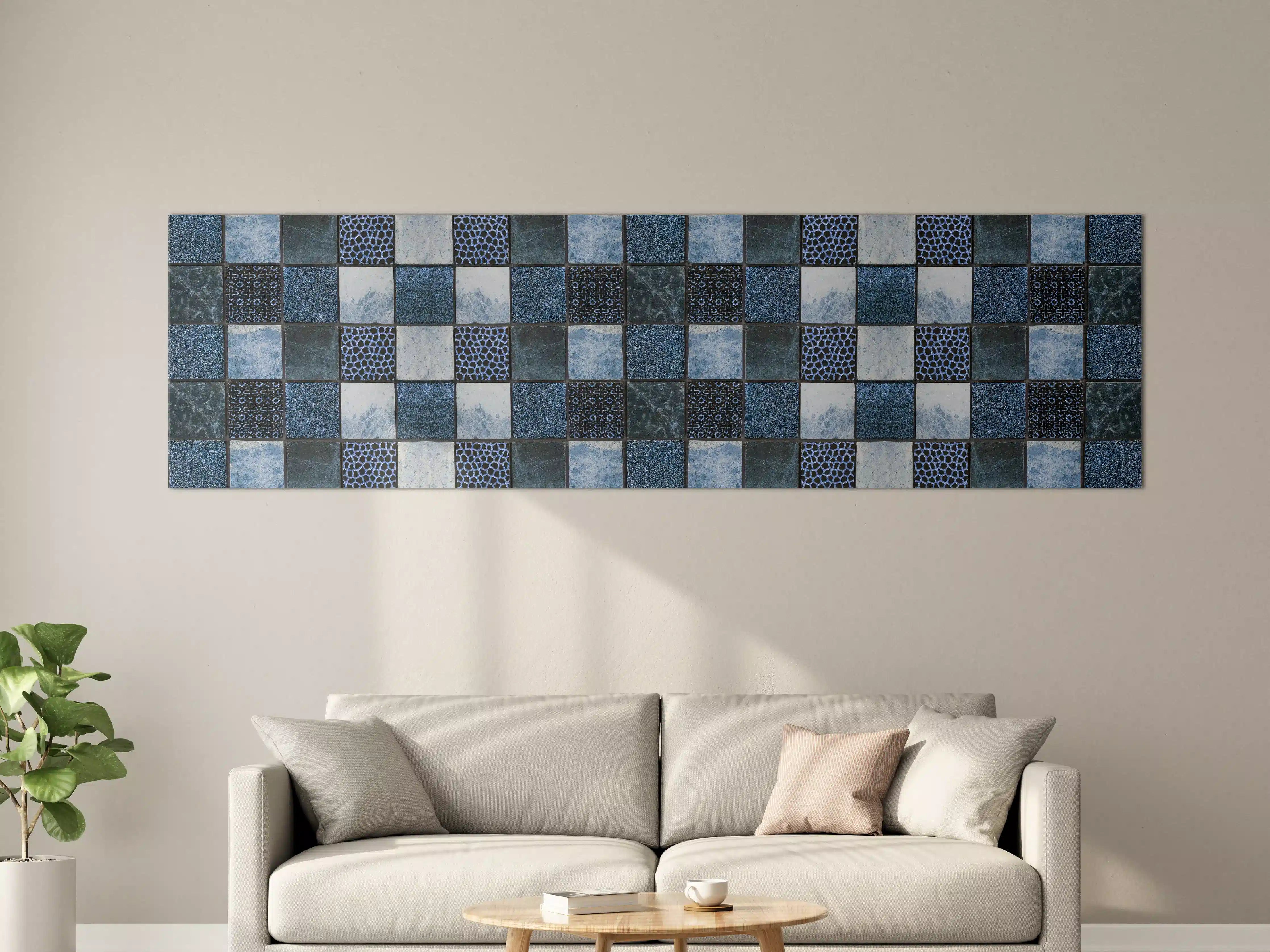 Große Wandbilder - Bläuliche quadratische Mosaiktextur