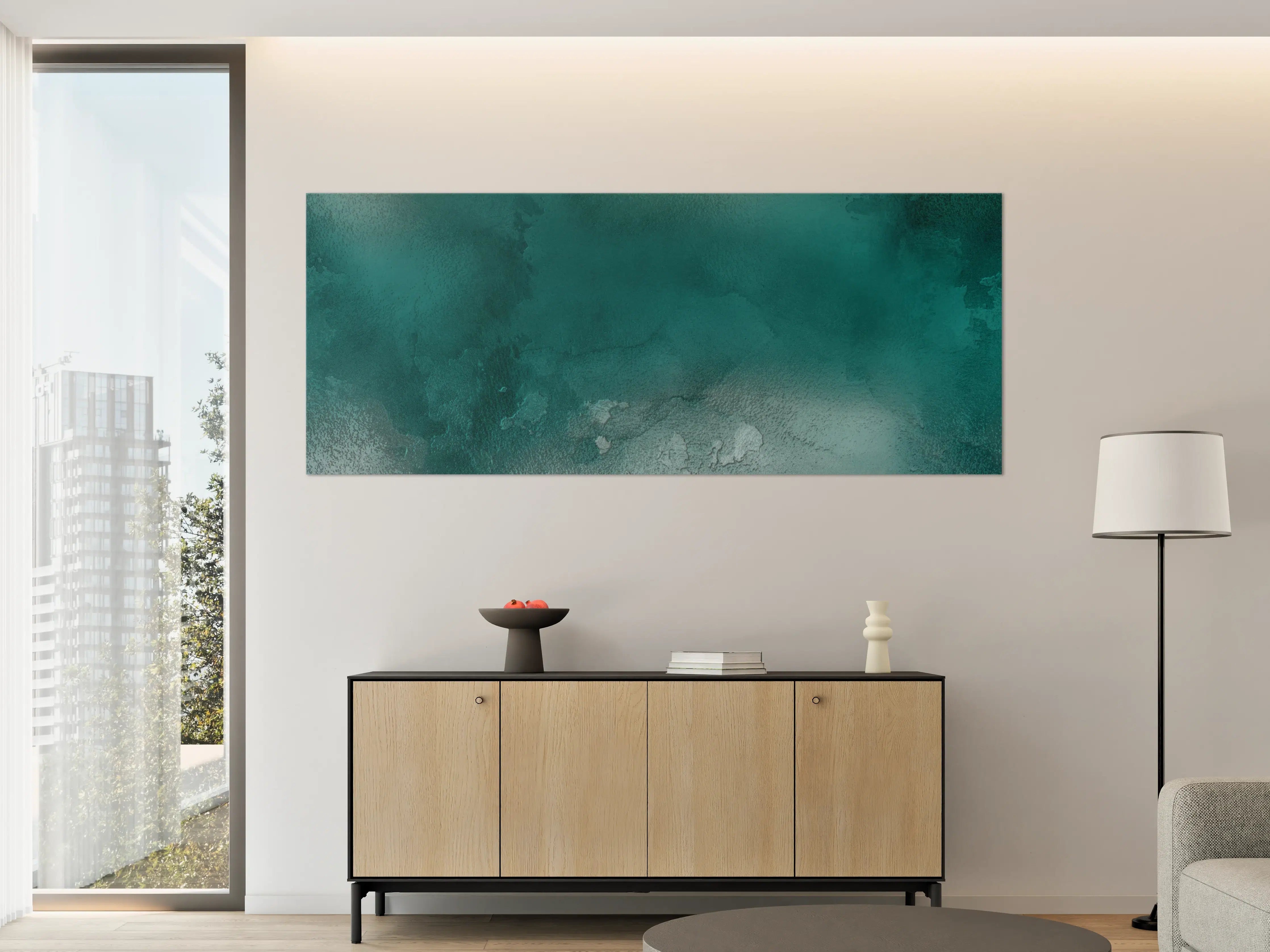 Große Wandbilder - Bläuliches Aquarell Wassermuster