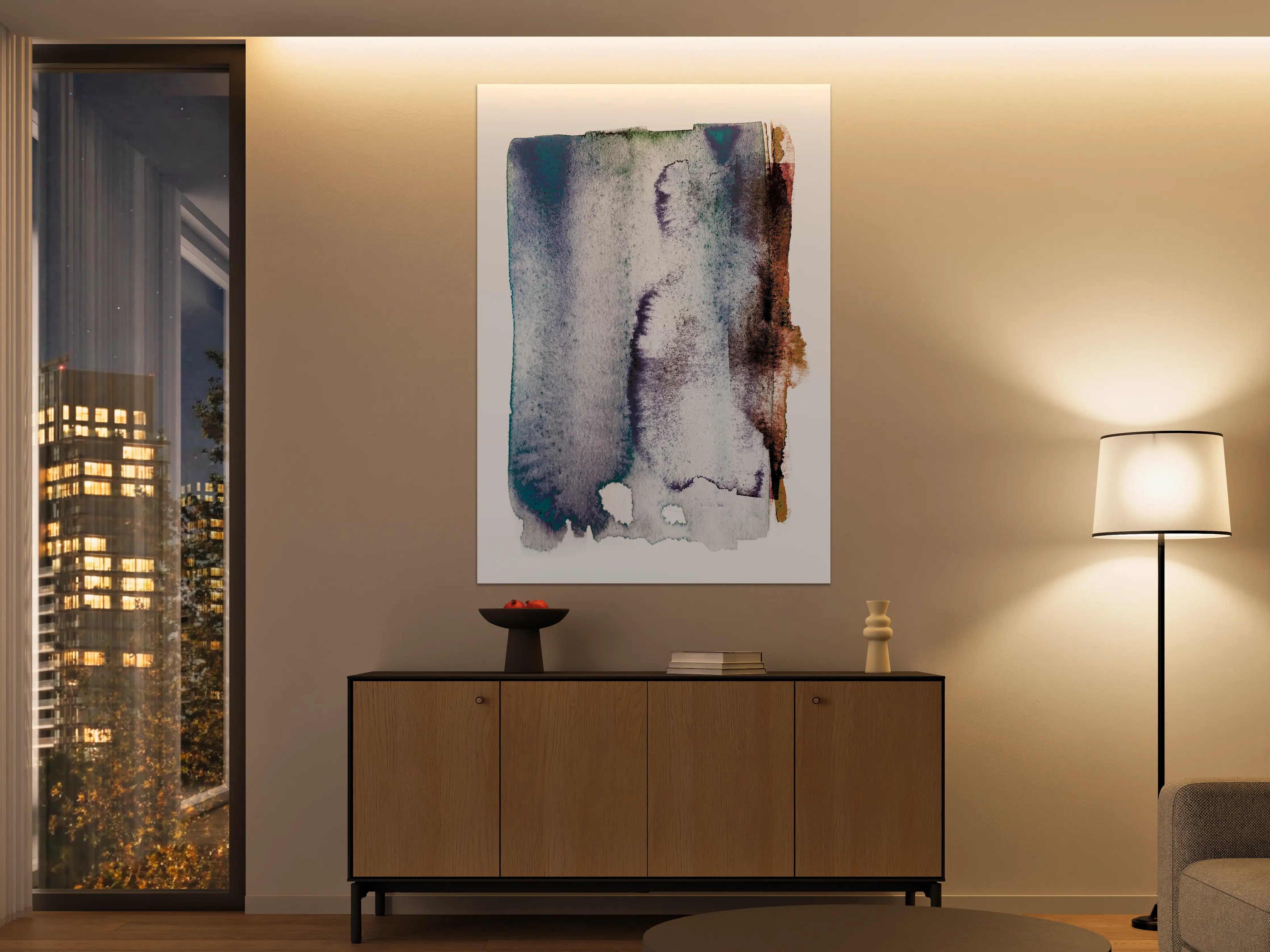 Große Wandbilder - Blau-Weiß Aquarell Kunst