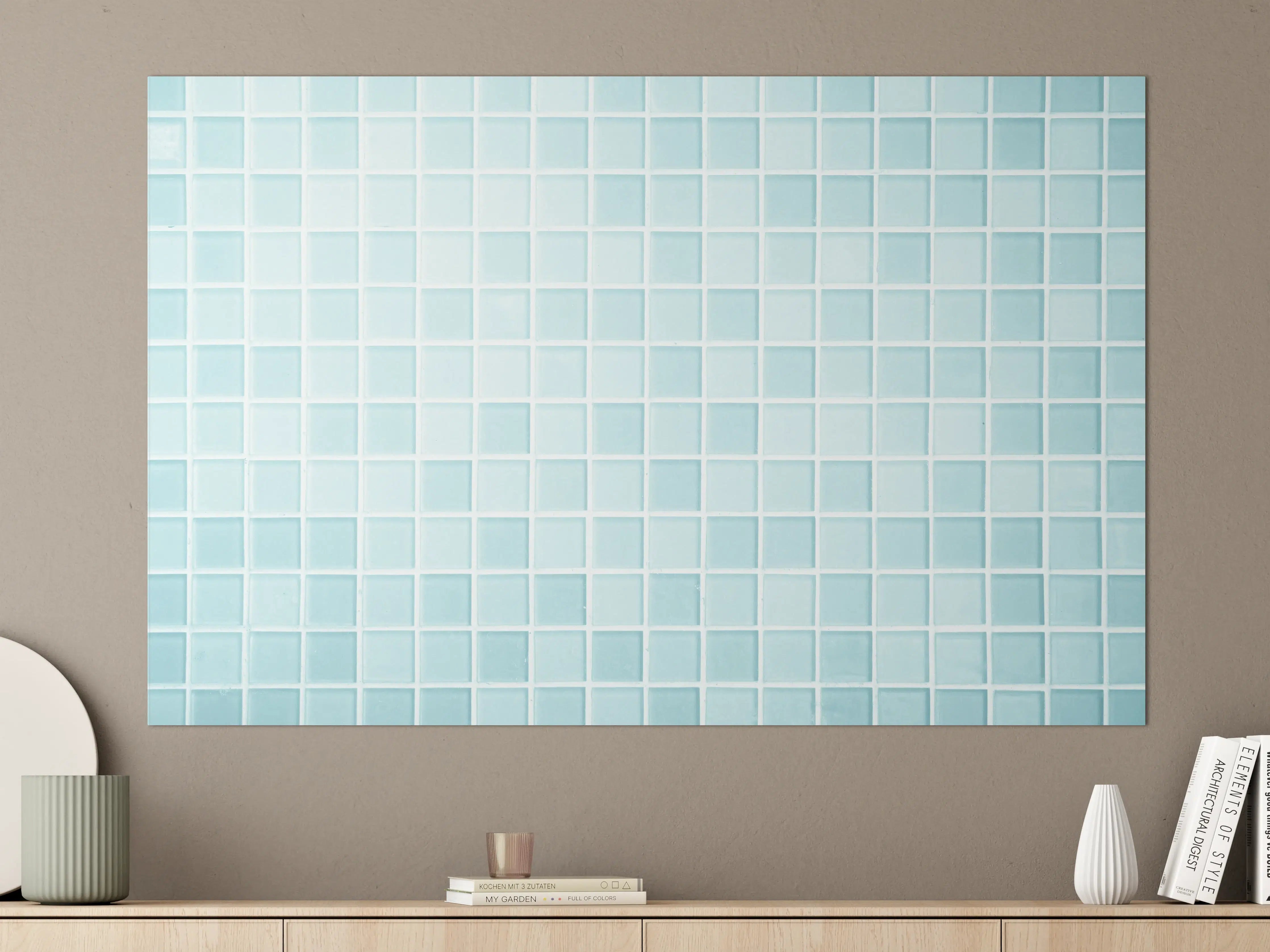 Große Wandbilder - Blau-Weiße Keramikfliesen