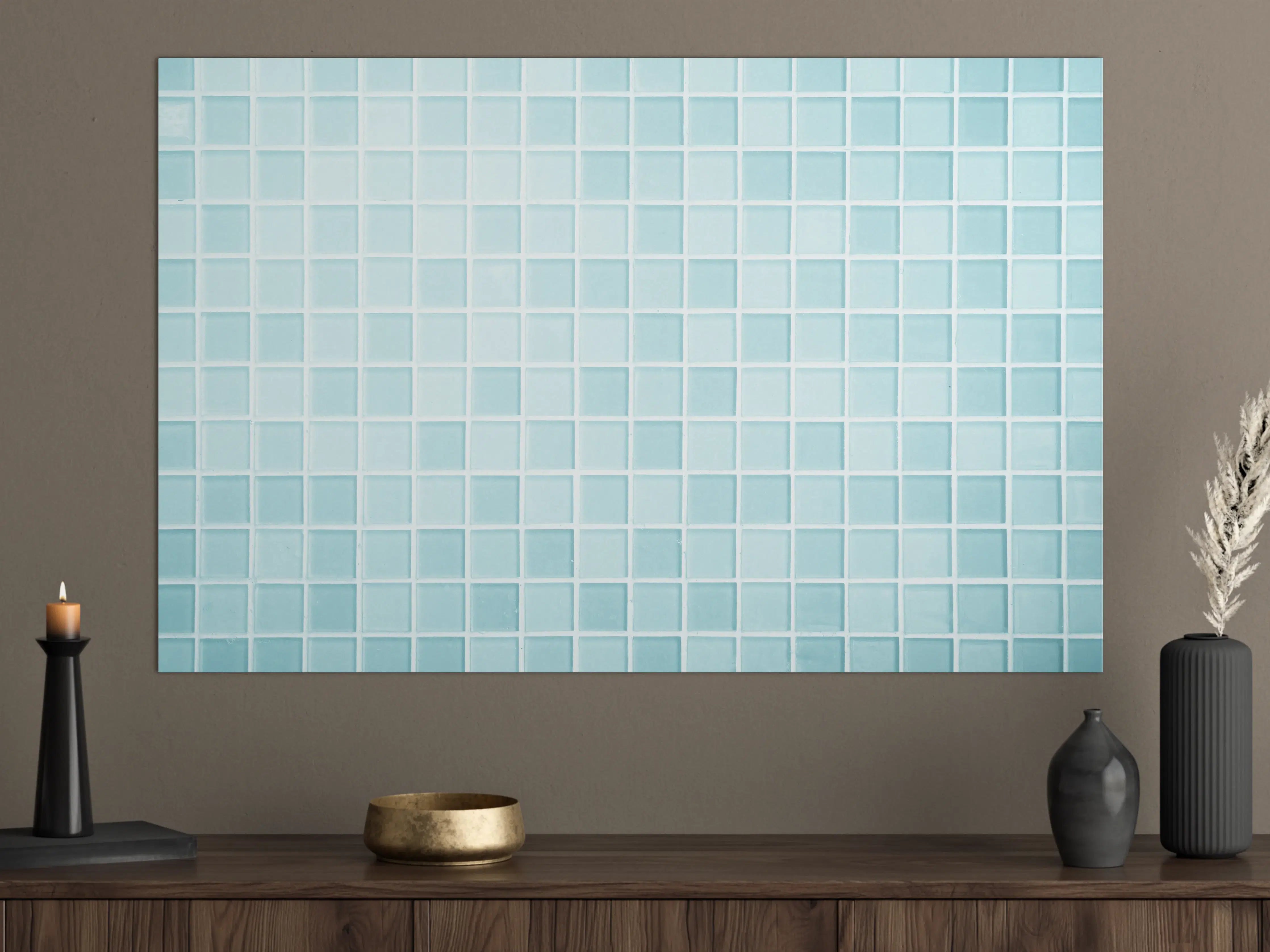 Große Wandbilder - Blau-Weiße Keramikfliesen