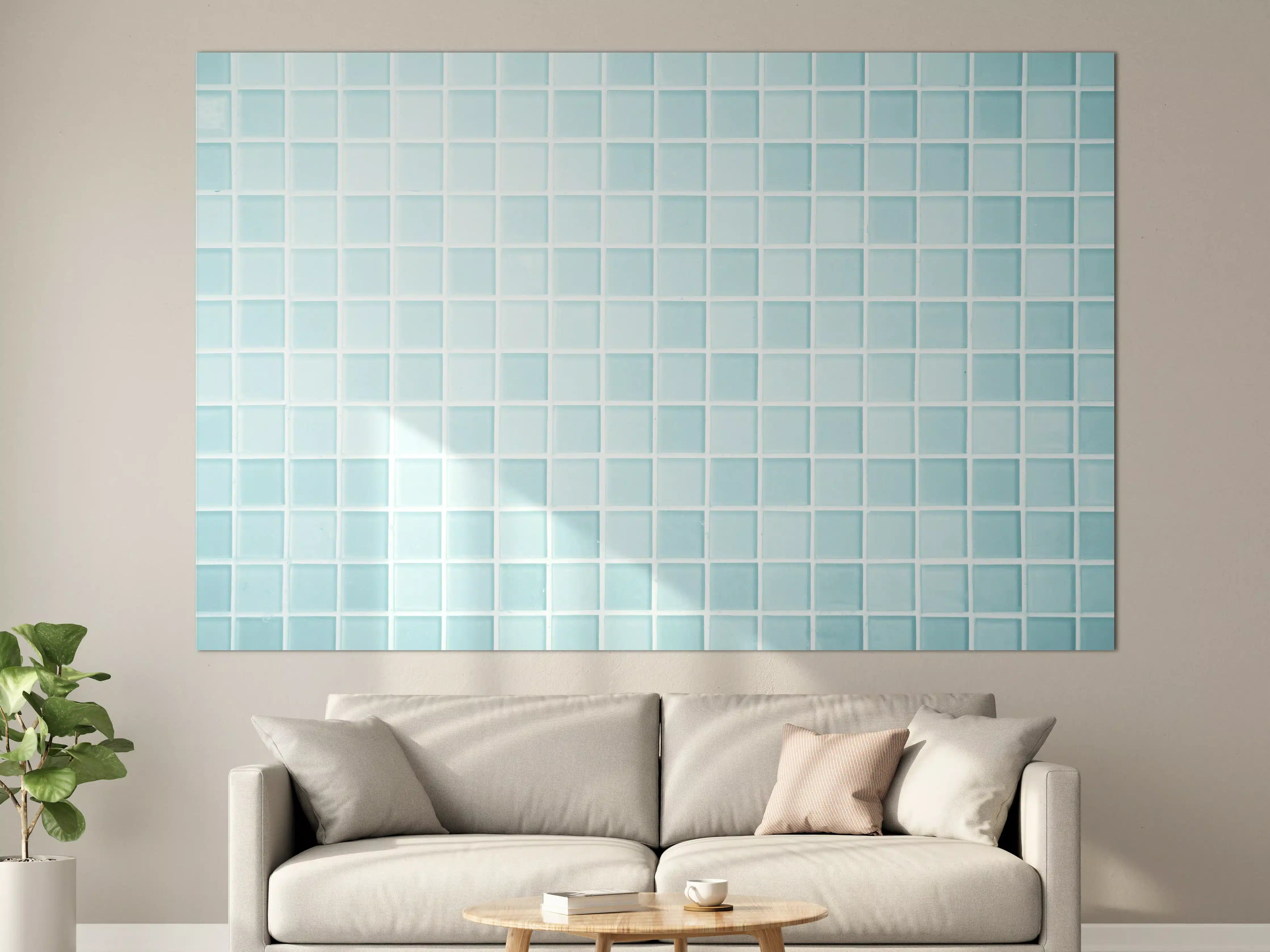 Große Wandbilder - Blau-Weiße Keramikfliesen