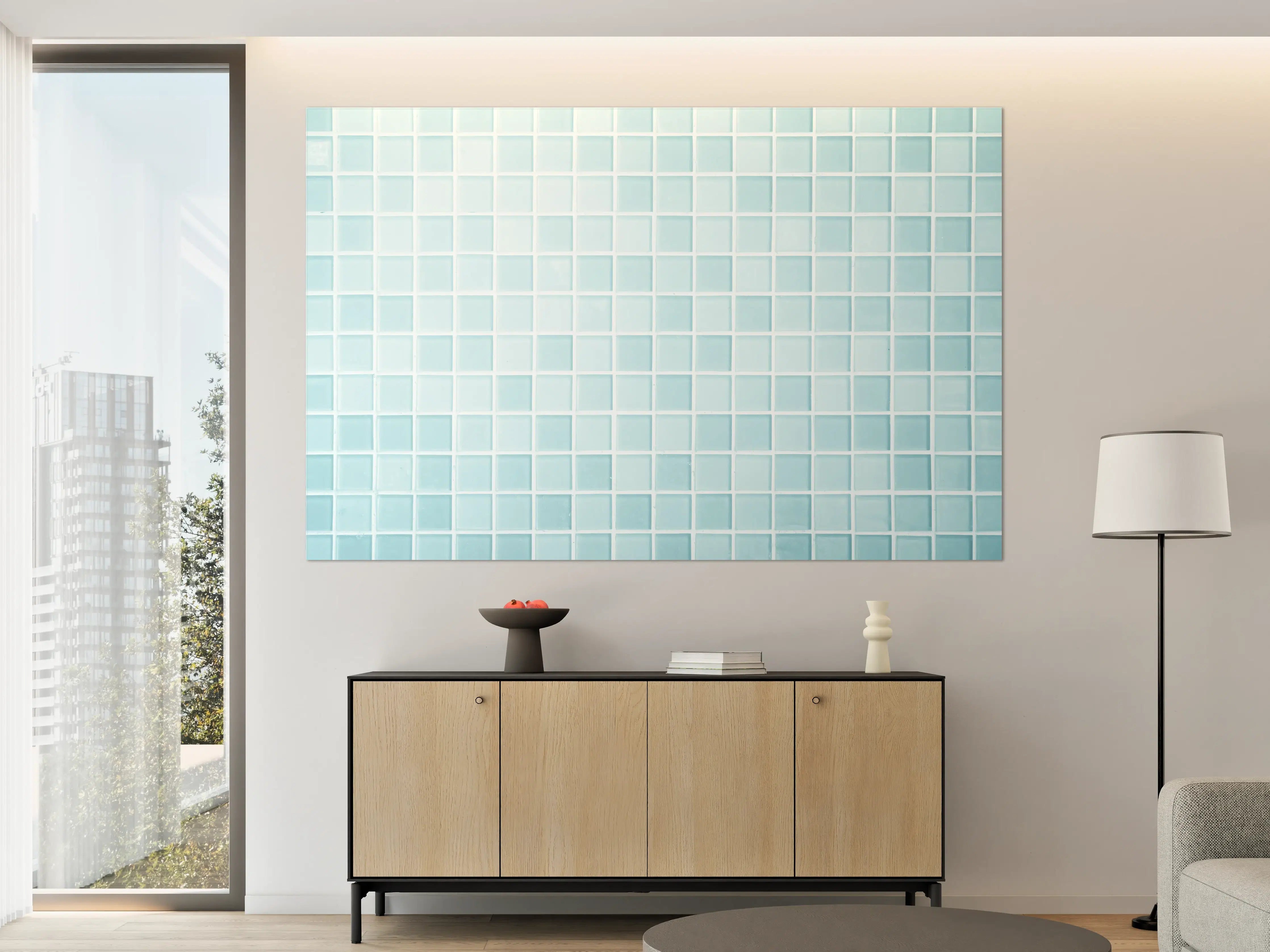 Große Wandbilder - Blau-Weiße Keramikfliesen