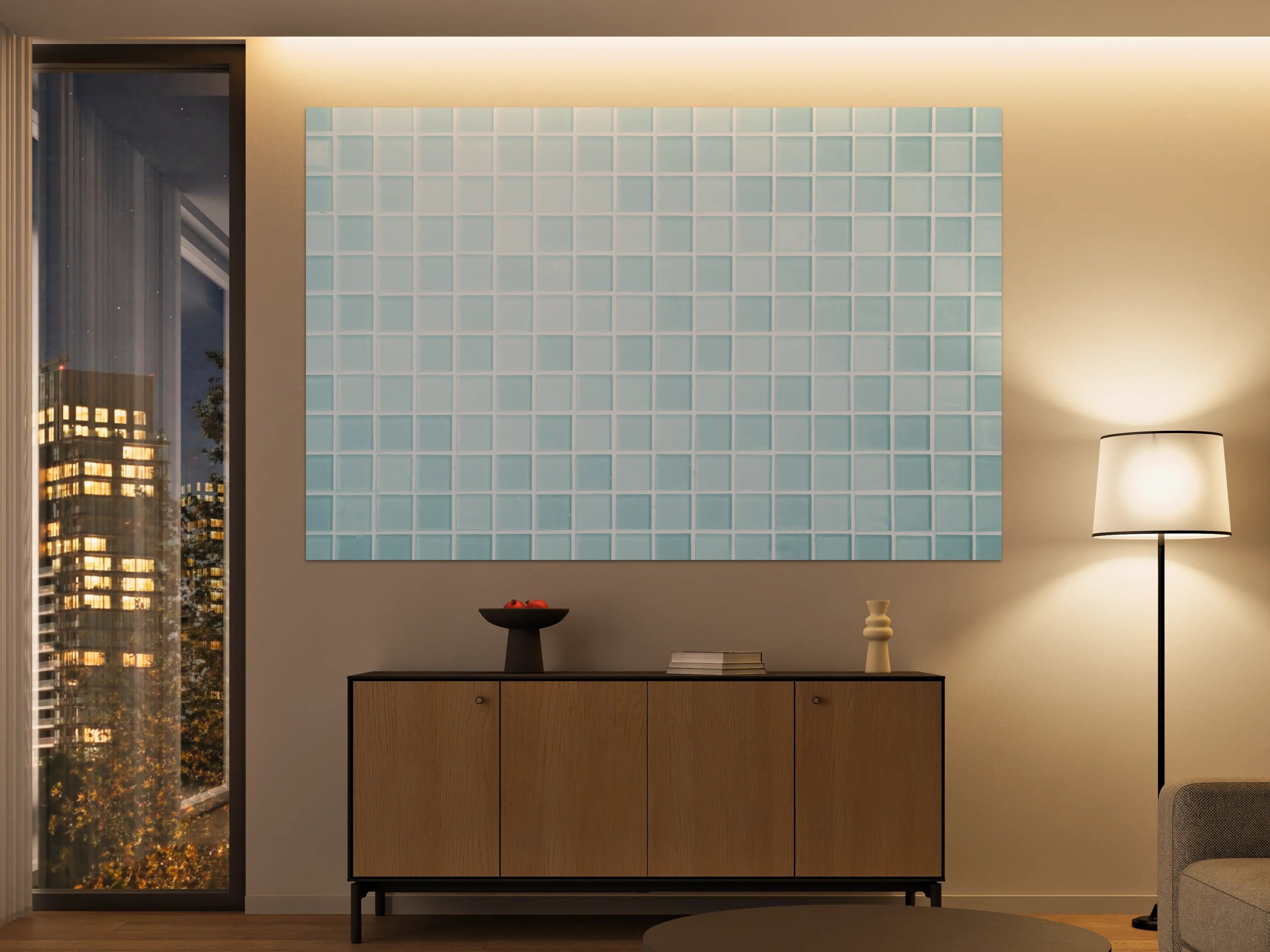 Große Wandbilder - Blau-Weiße Keramikfliesen