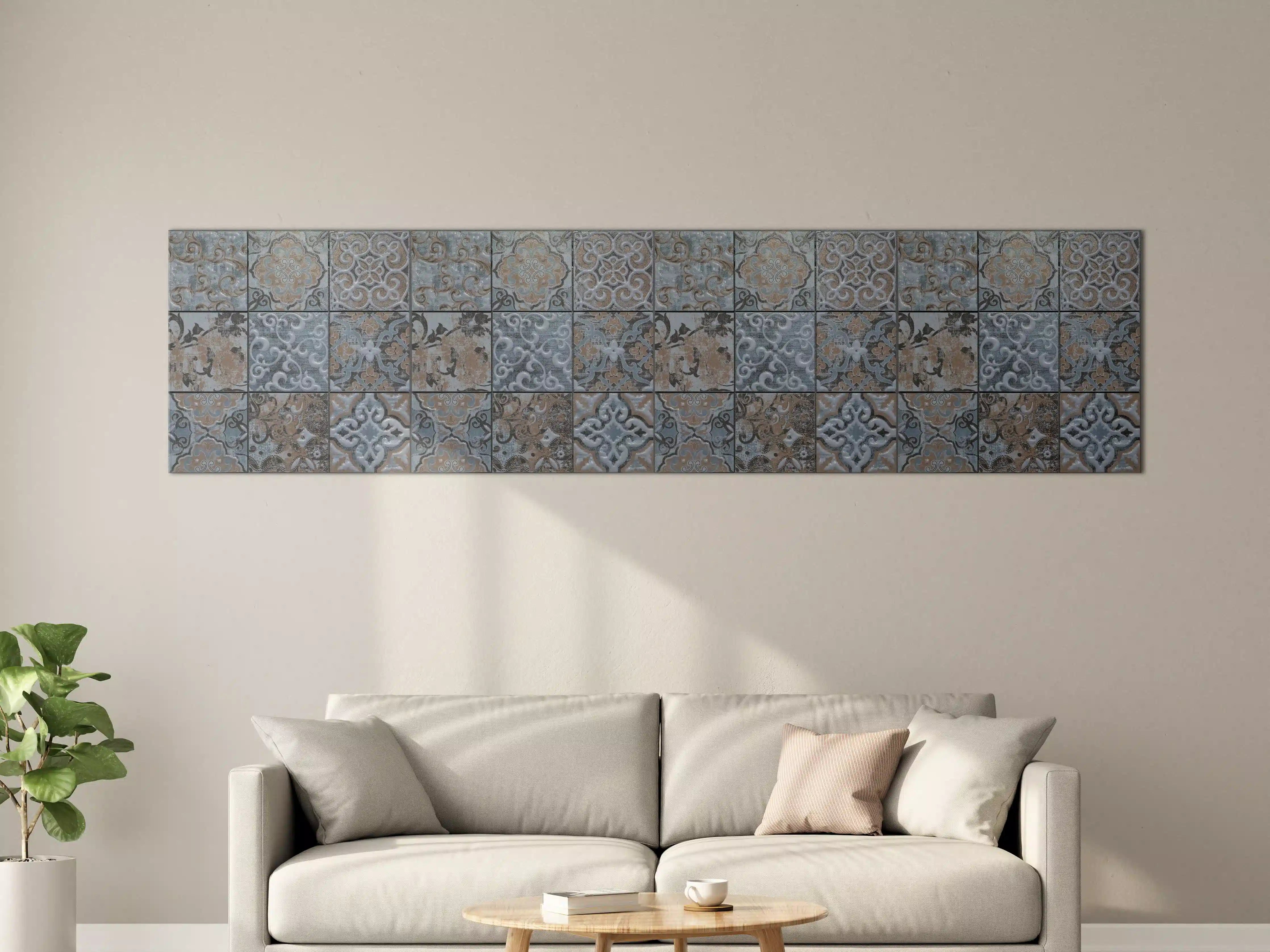 Große Wandbilder - Blau geometrische Mosaik Fliesen