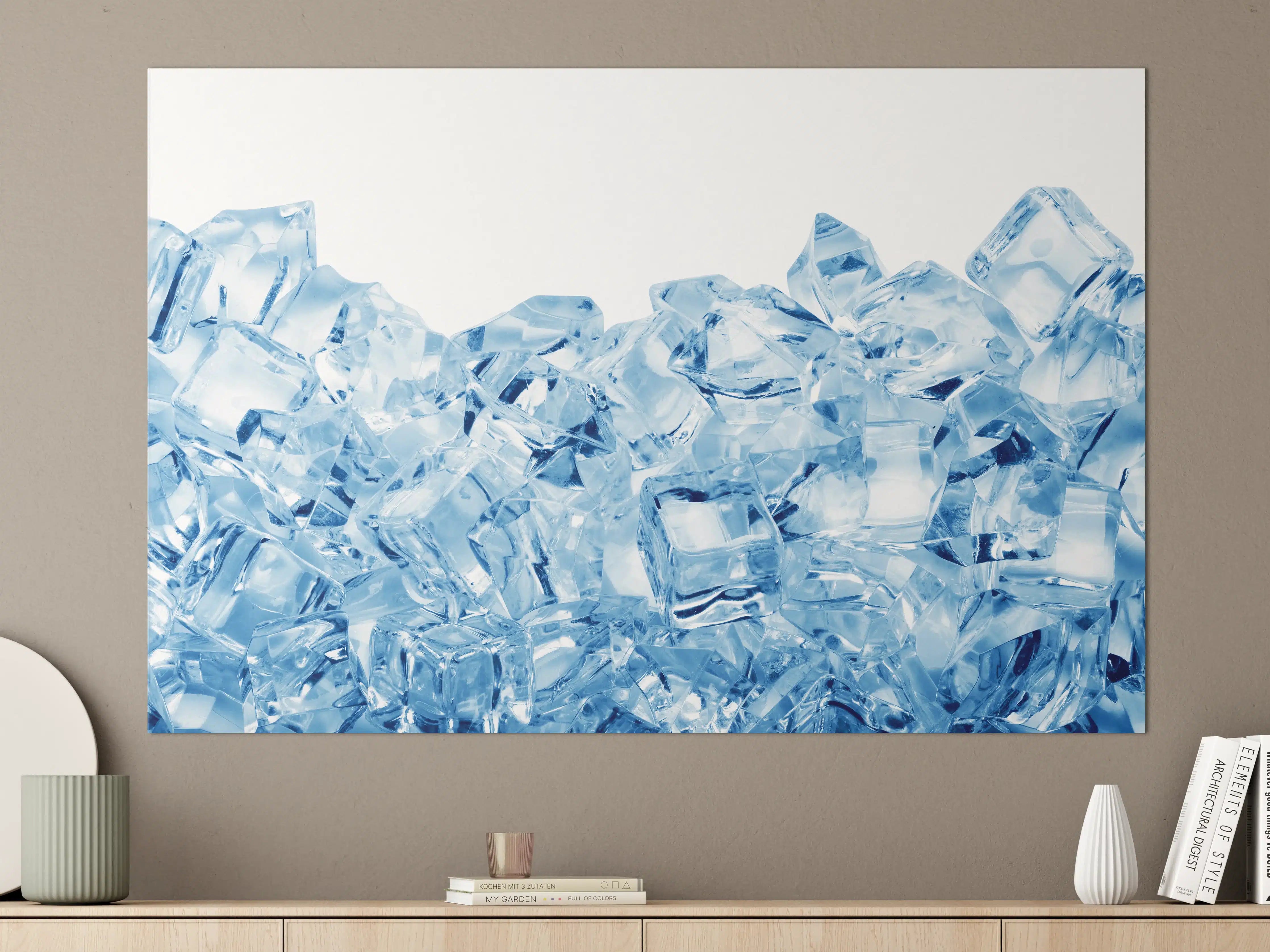 Große Wandbilder - Blau kristallklarer Eiswürfel