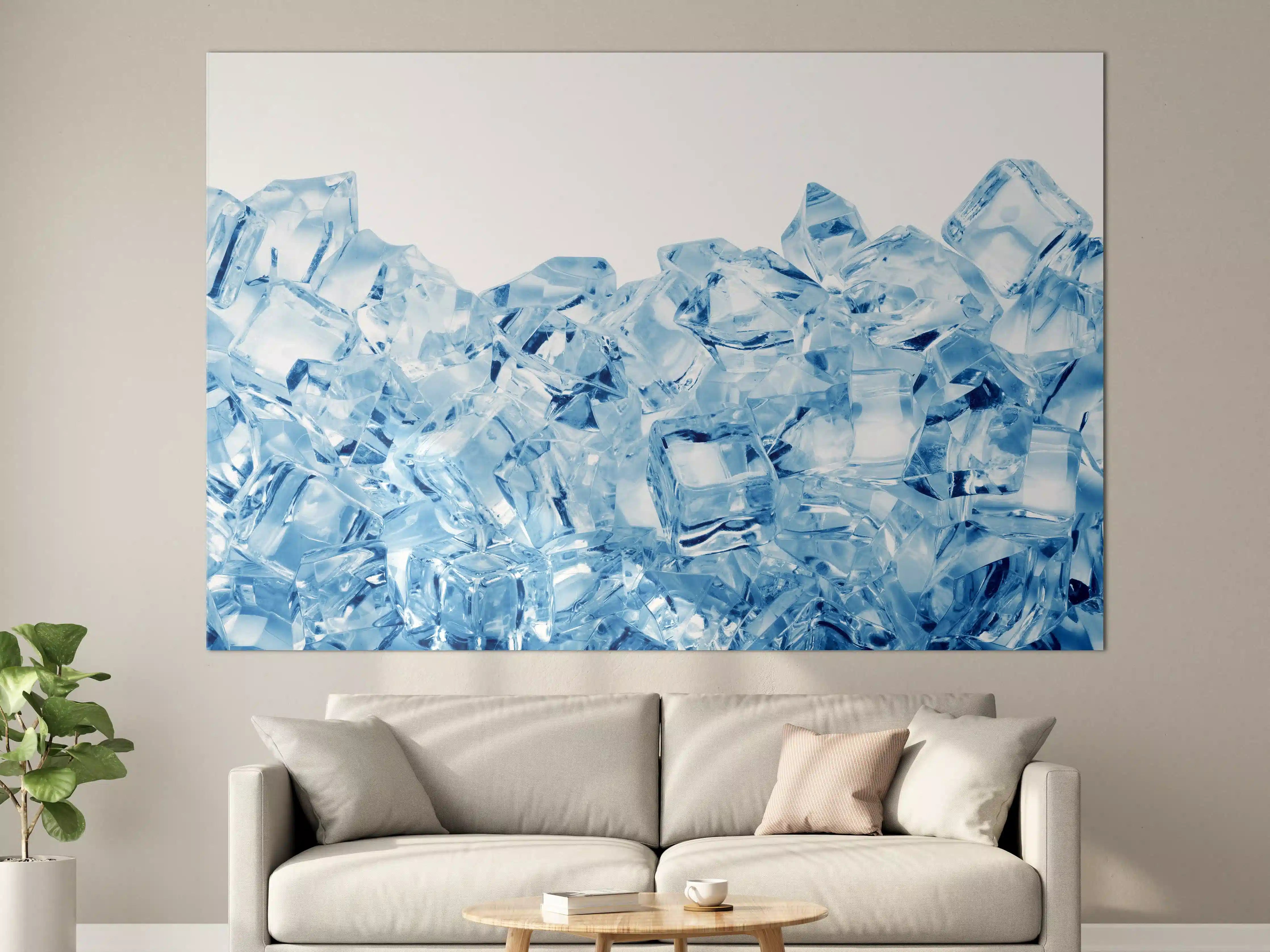 Große Wandbilder - Blau kristallklarer Eiswürfel