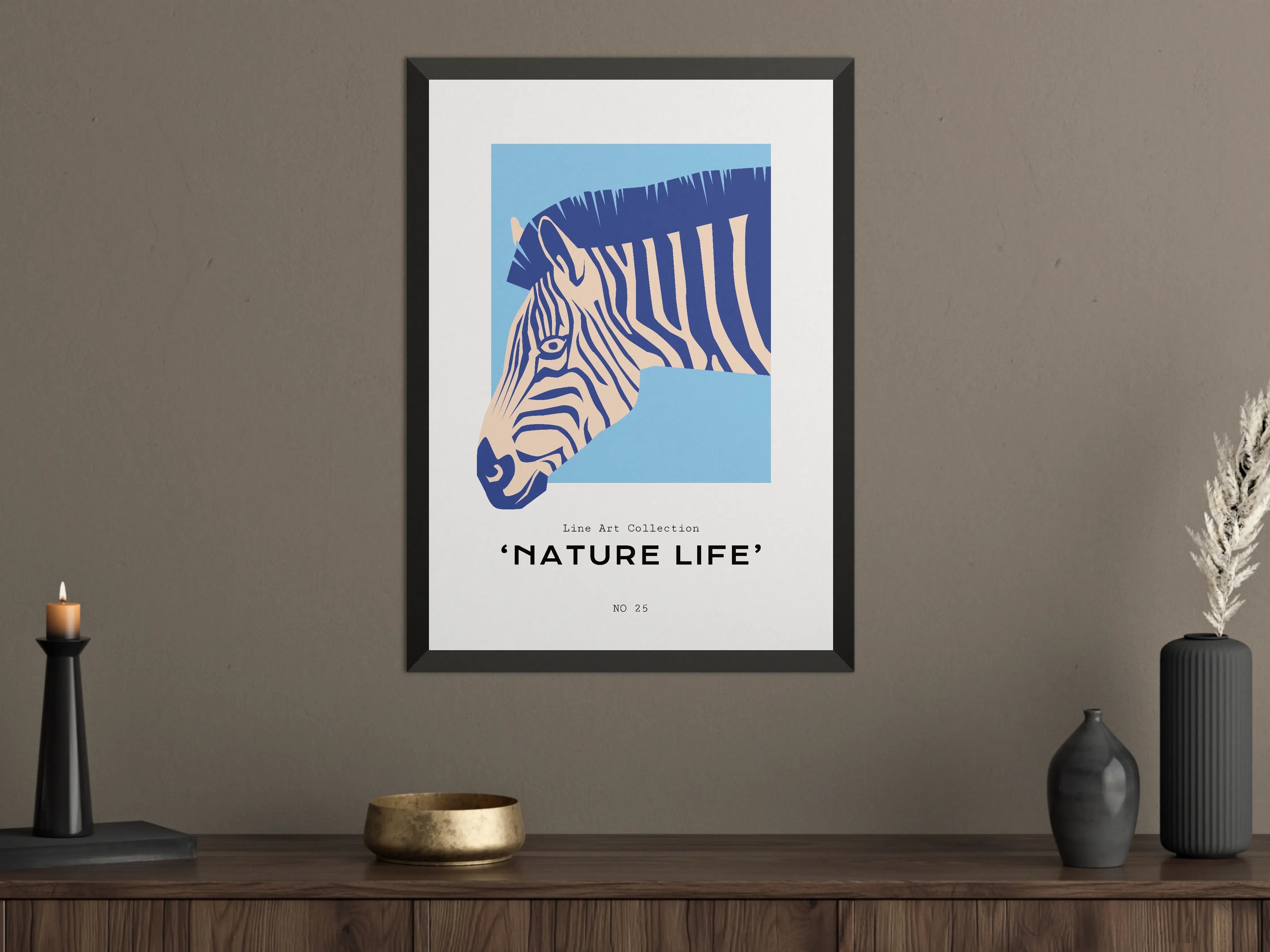 Große Wandbilder - Blau-weiße Zebra-Illustration