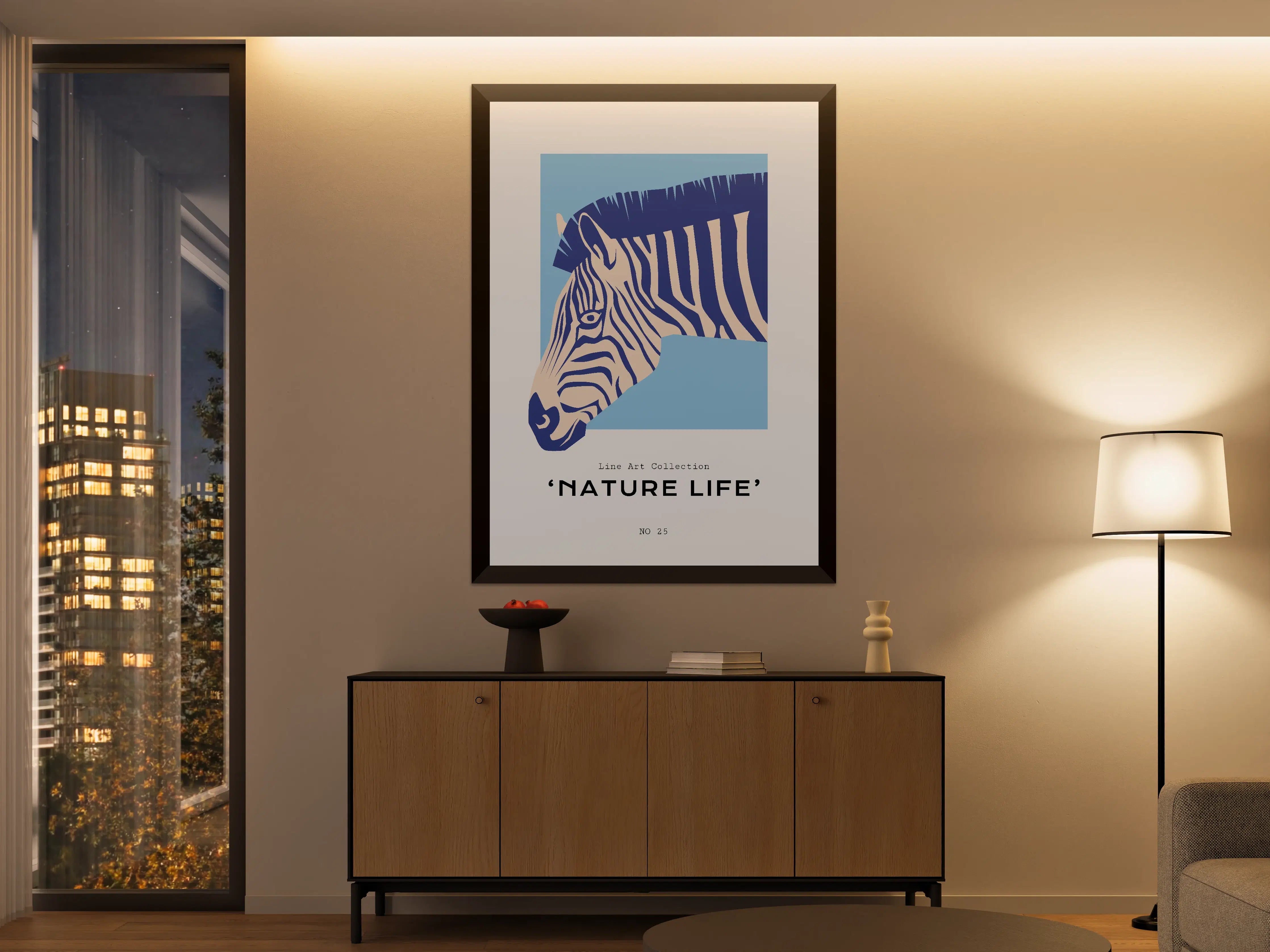 Große Wandbilder - Blau-weiße Zebra-Illustration