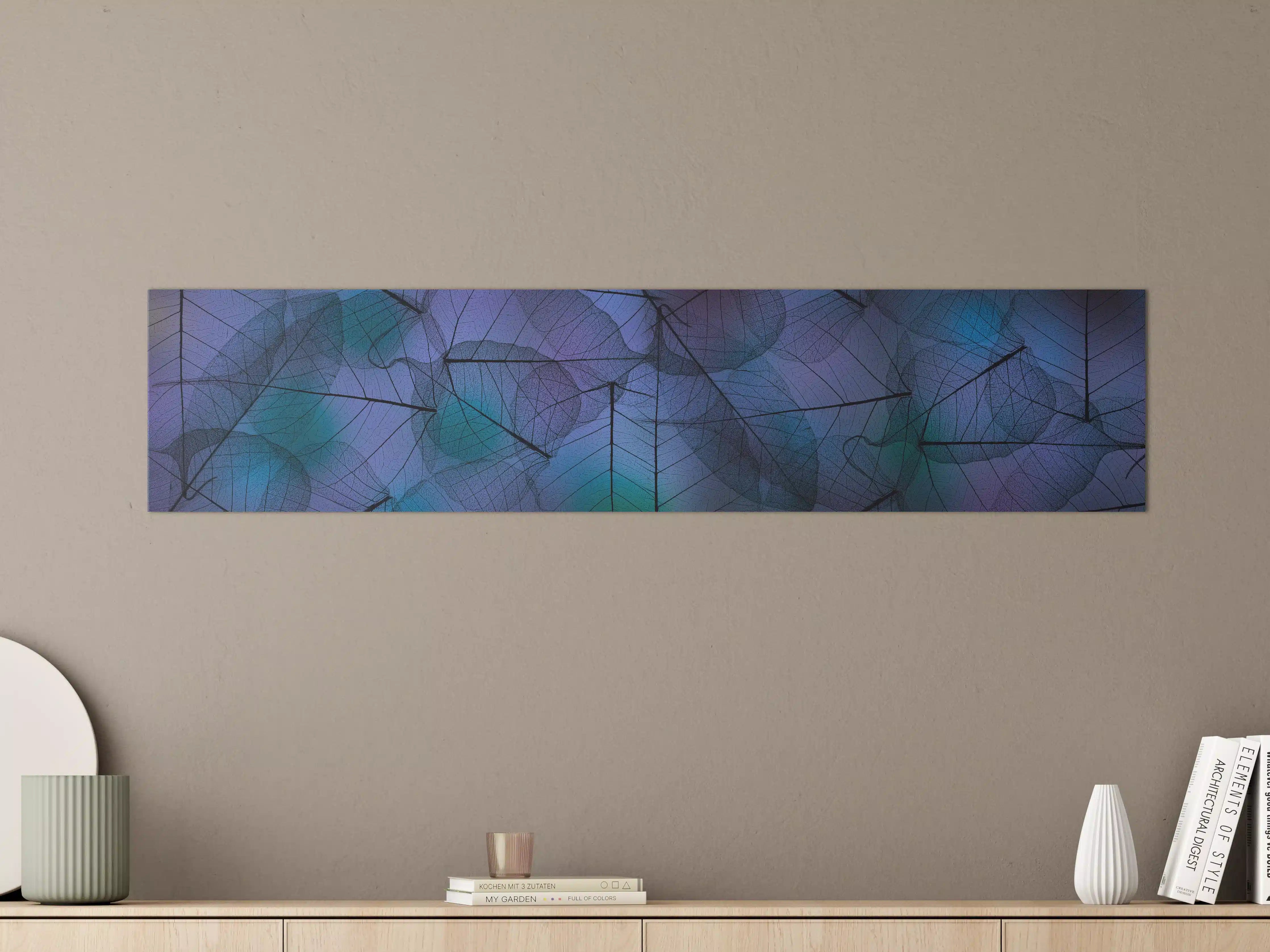 Große Wandbilder - Blaue Blattadern Textur Makro