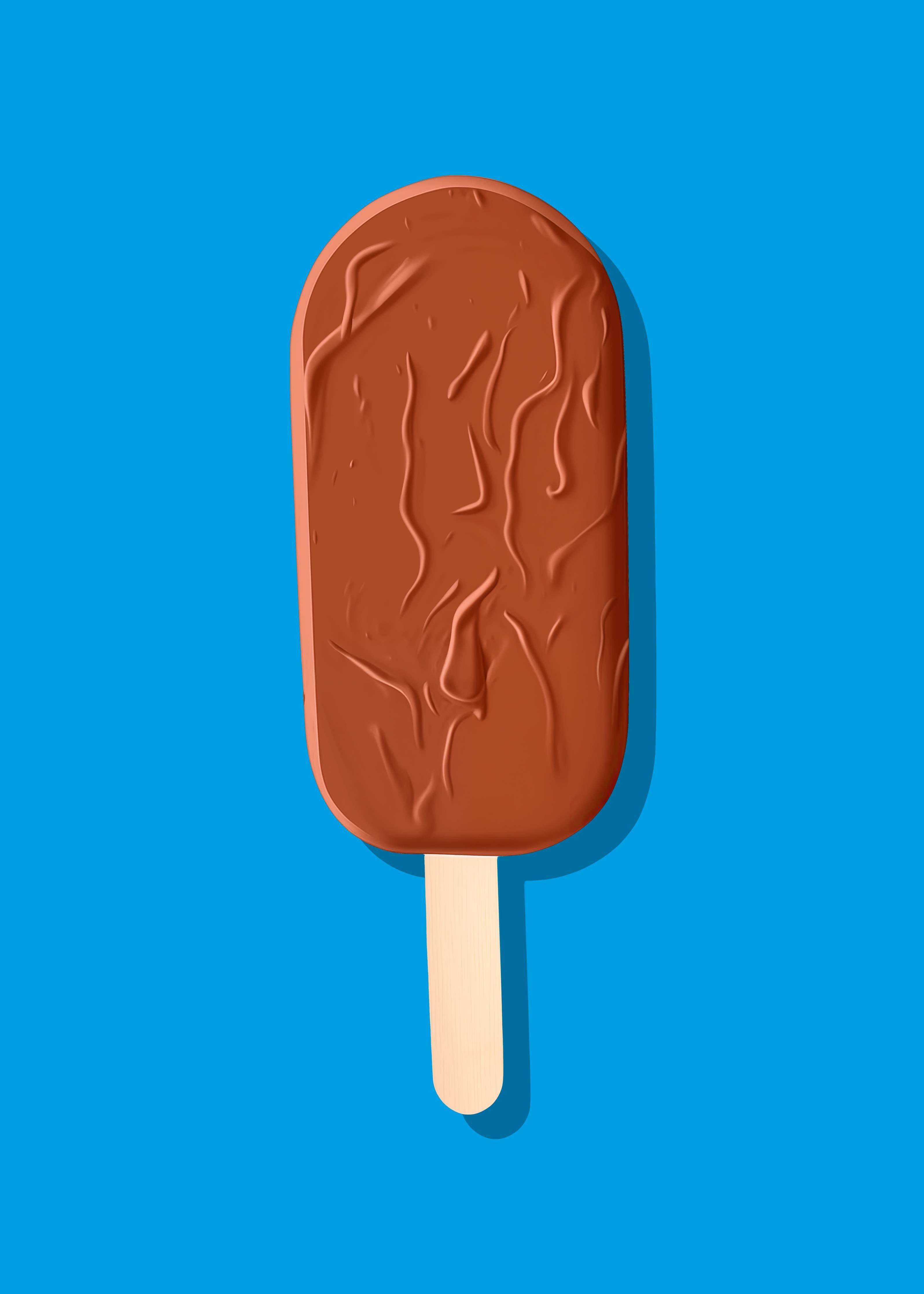Große Wandbilder-Blaue Eiswaffel mit Schokoladenglasur