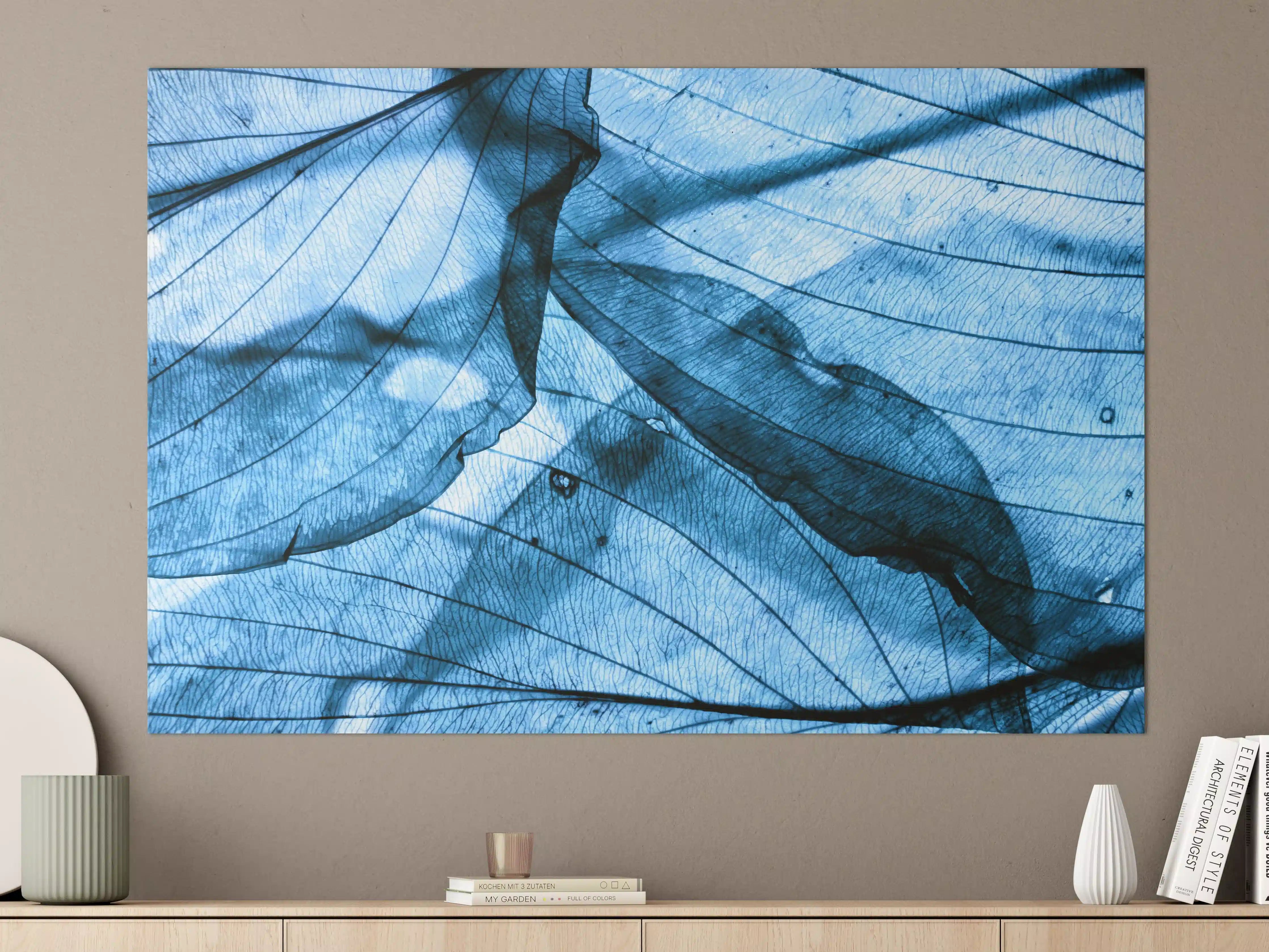 Große Wandbilder - Blaue Herbstlaub-Makrotextur