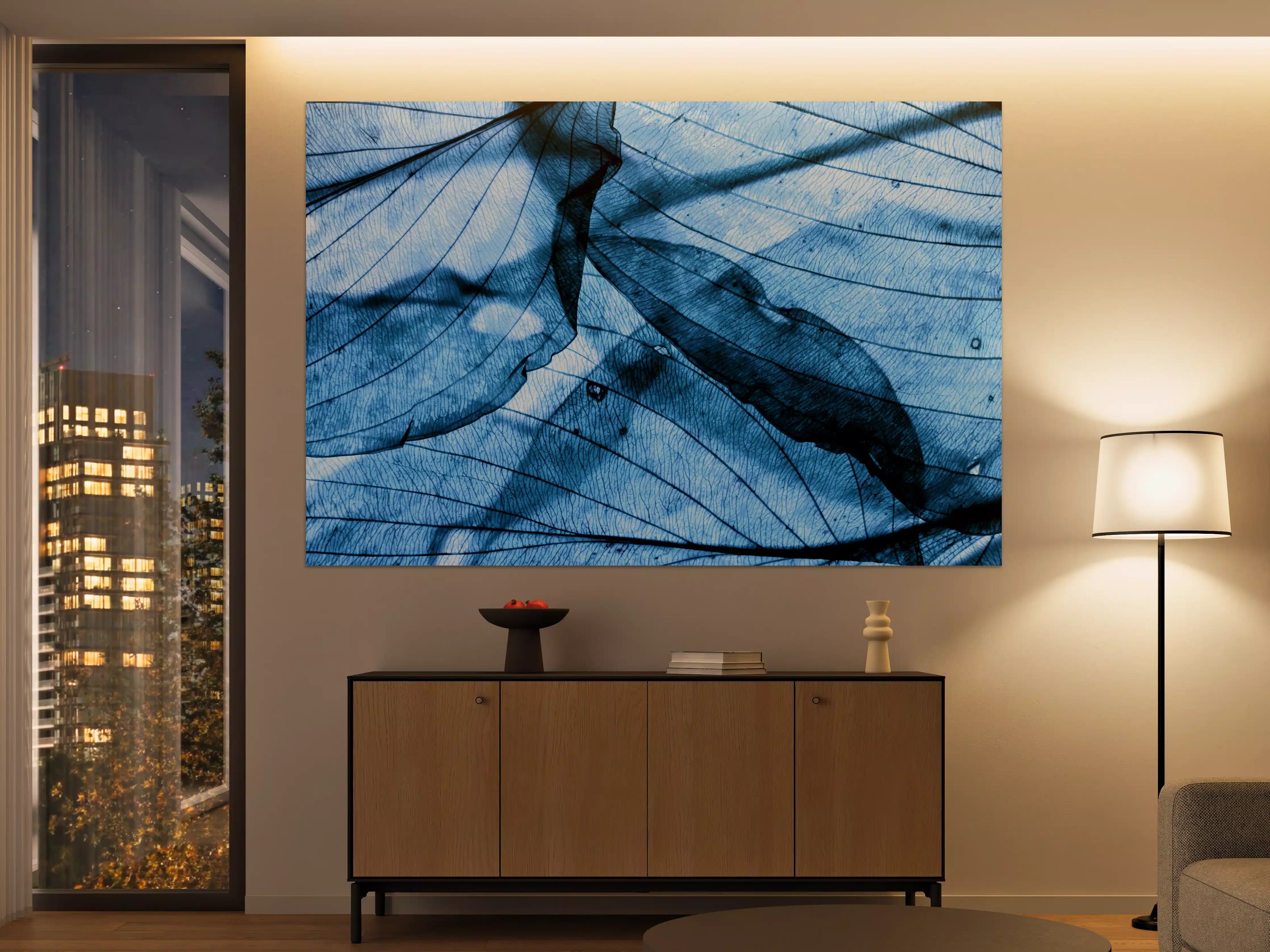 Große Wandbilder - Blaue Herbstlaub-Makrotextur
