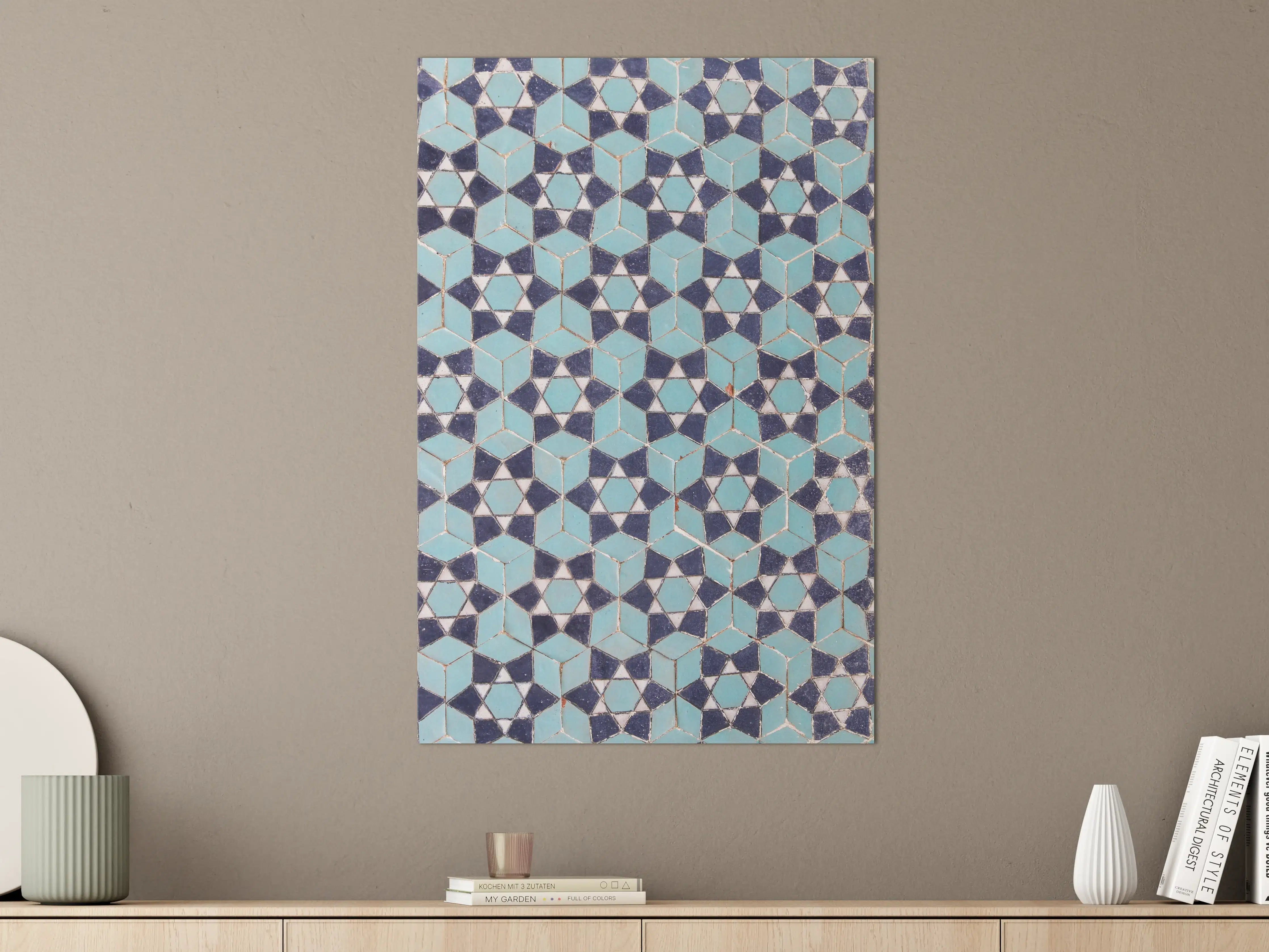 Große Wandbilder - Blaue Mosaikfliesen mit geometrischem Muster