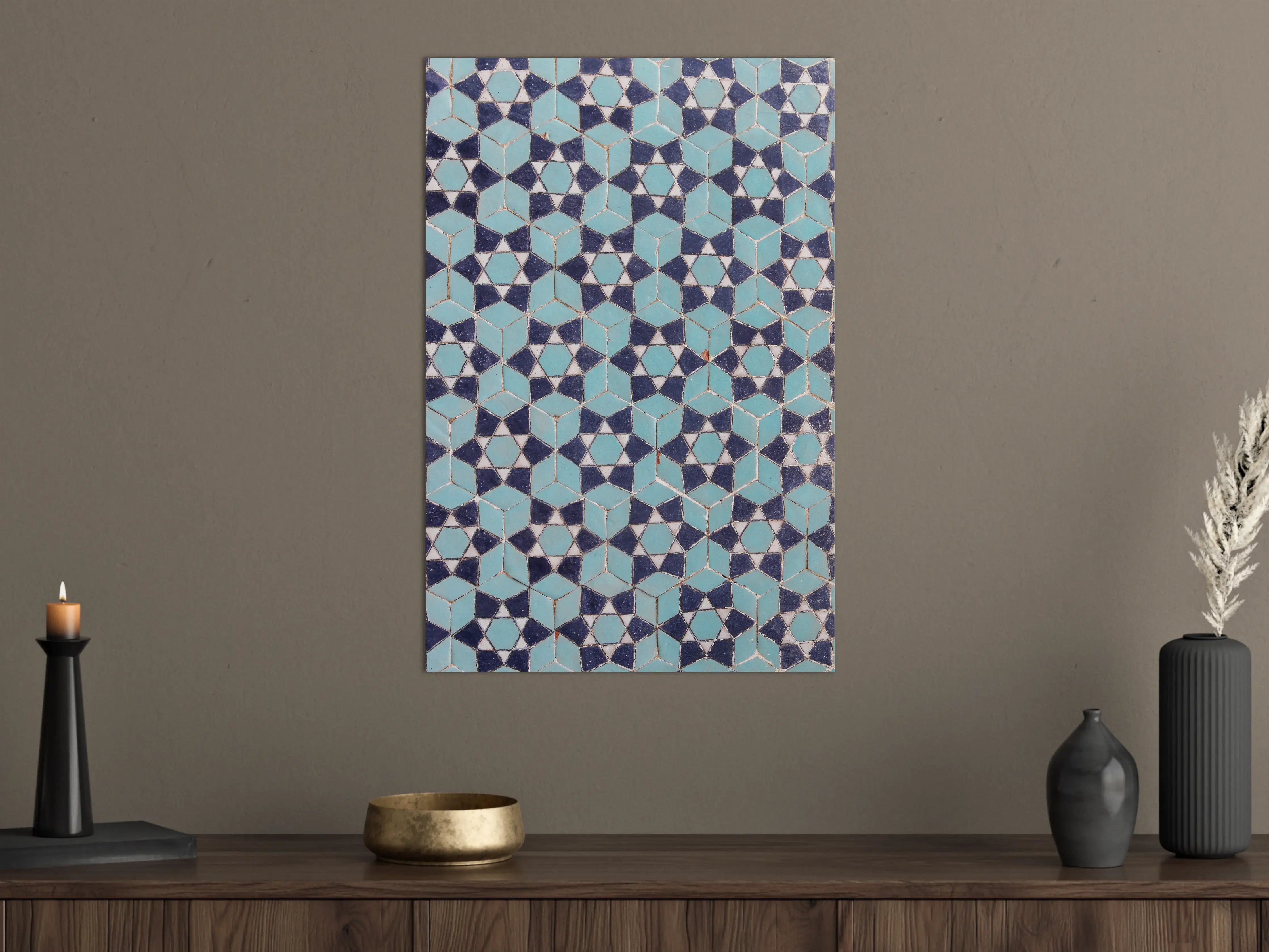 Große Wandbilder - Blaue Mosaikfliesen mit geometrischem Muster