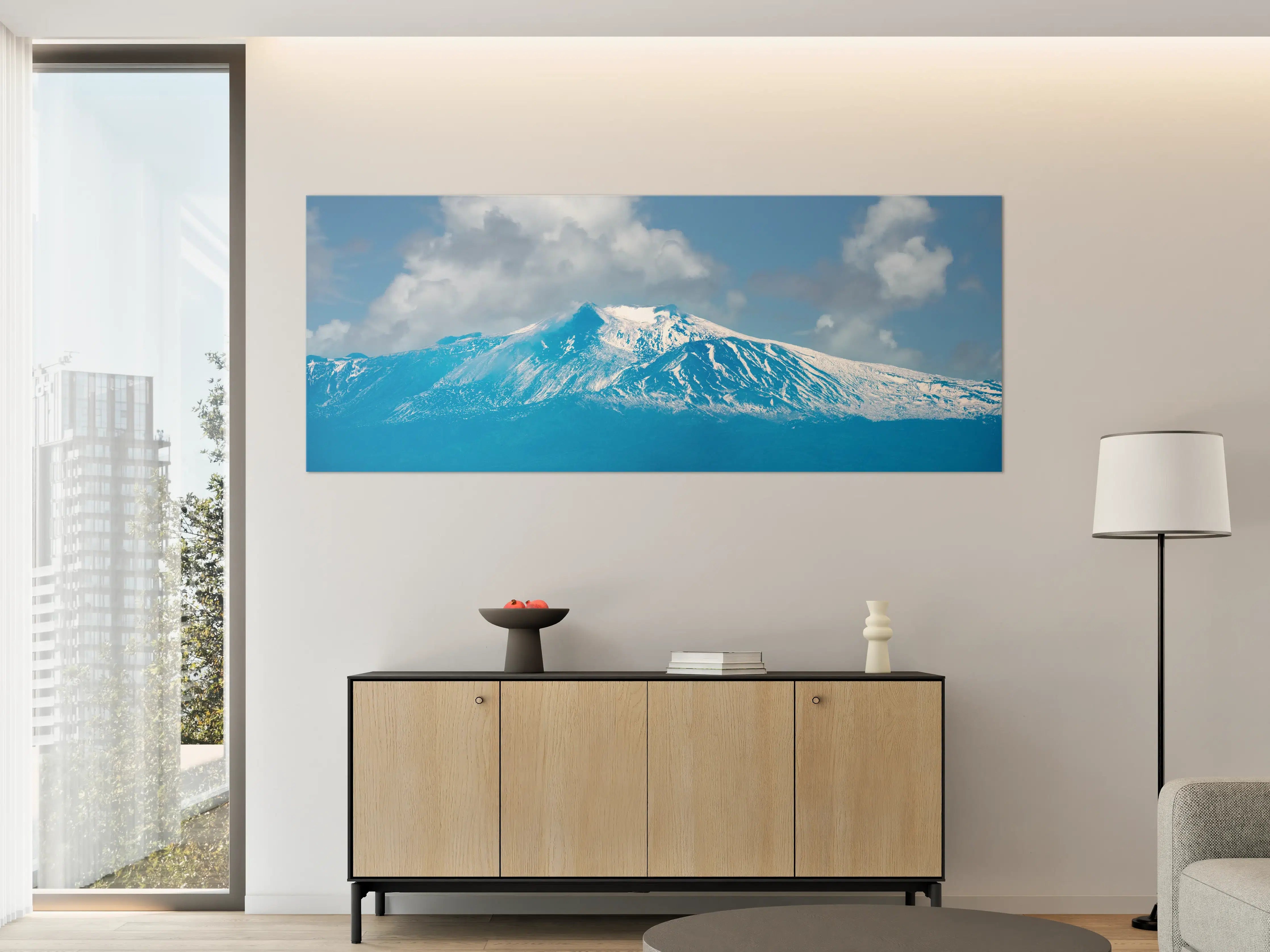 Große Wandbilder - Blaue Schnee-Berglandschaft