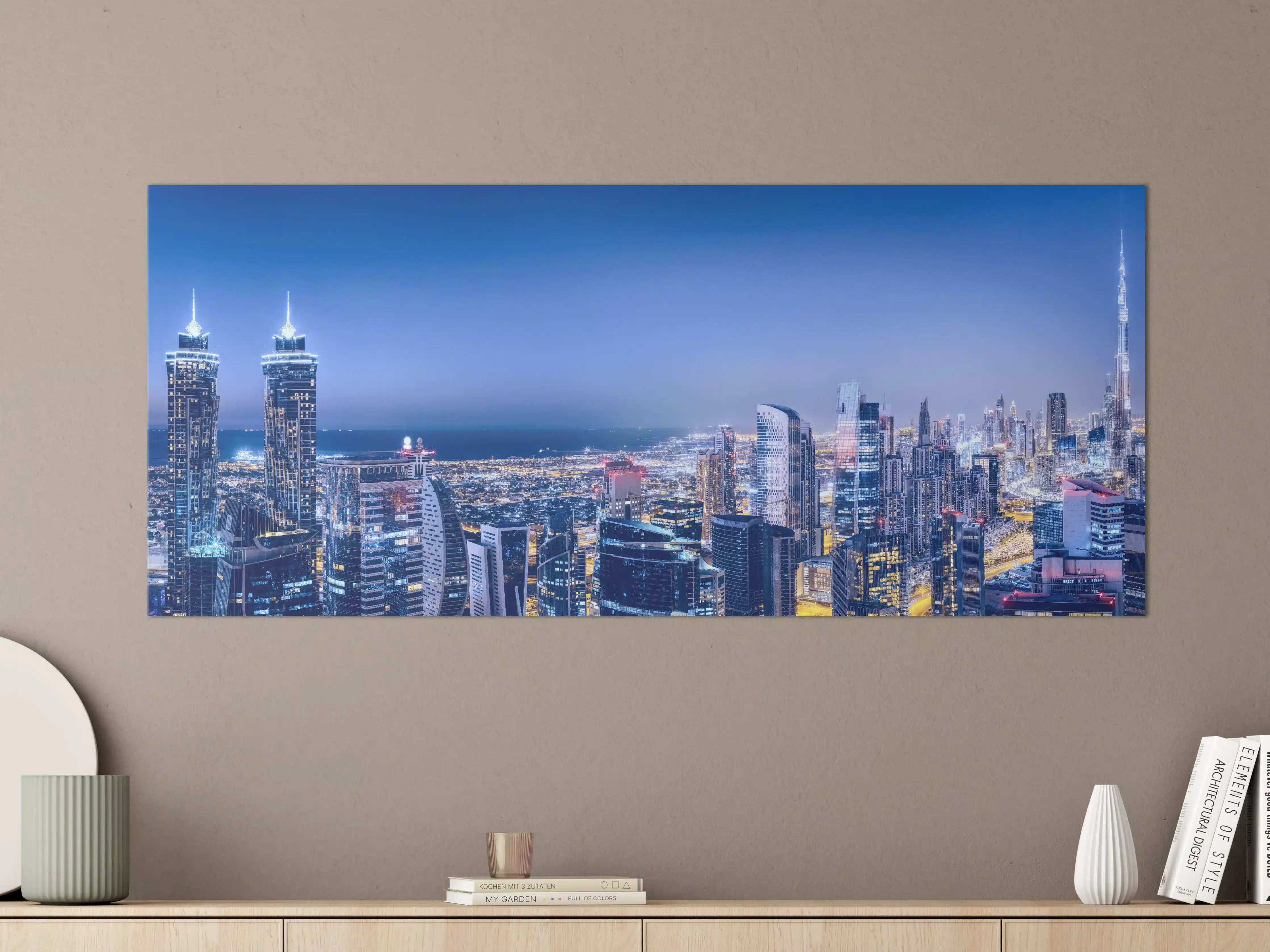 Große Wandbilder - Blaue Skyline bei Nacht