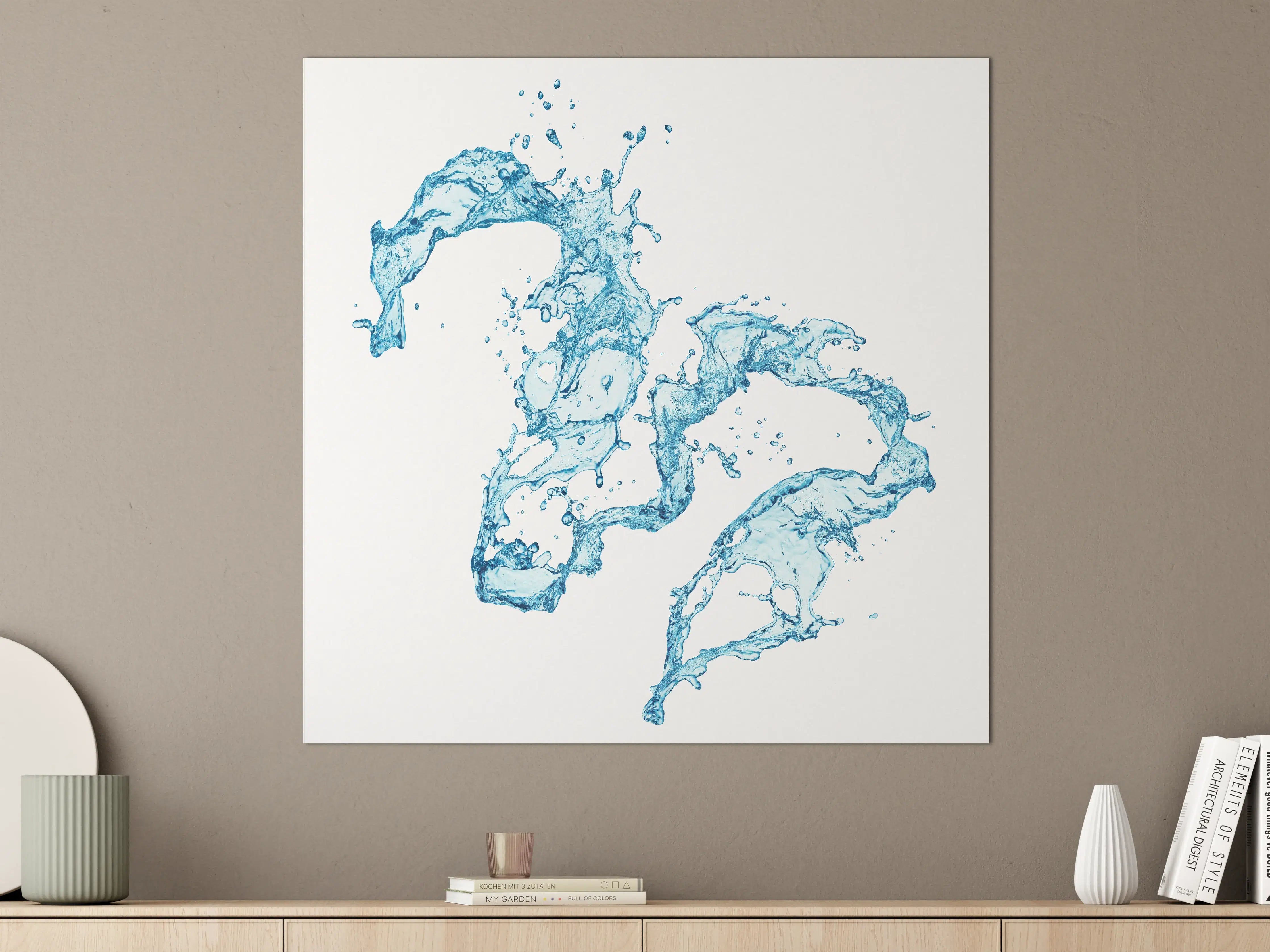 Große Wandbilder - Blaue Wasser Spritzer weißer Hintergrund
