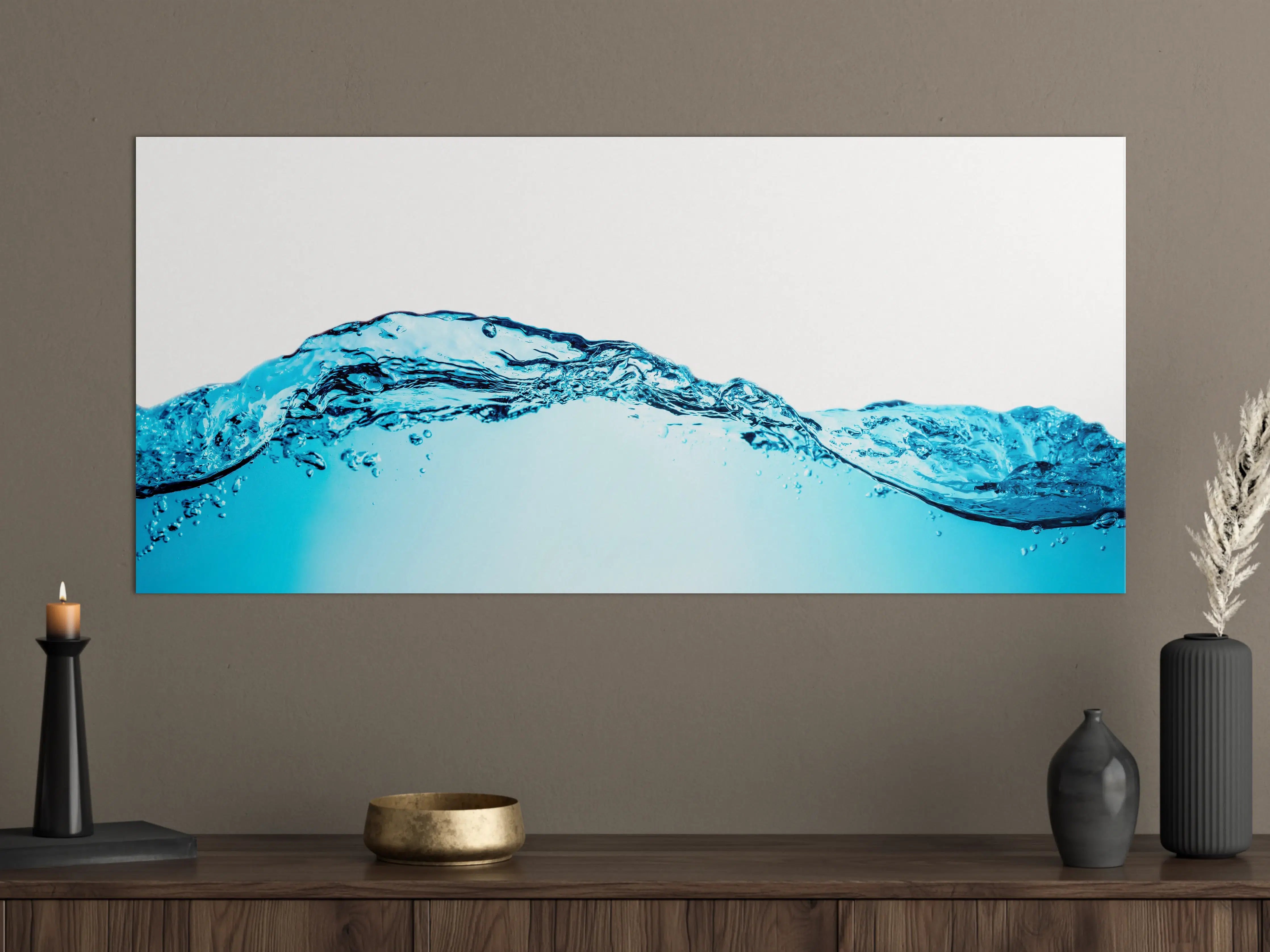 Große Wandbilder - Blaue Wasserwelle mit Bläschen