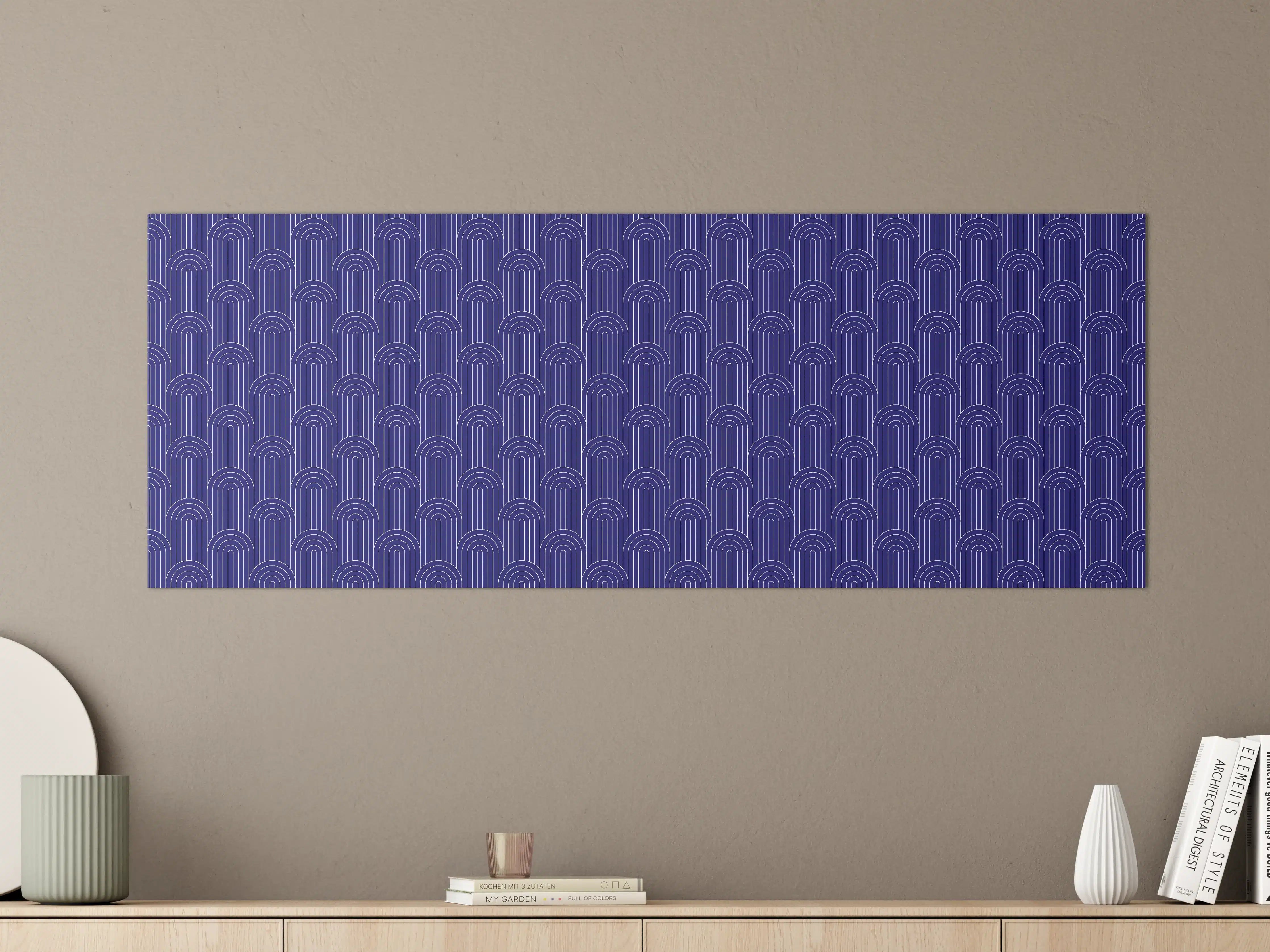 Große Wandbilder - Blaue Wellenmuster mit geometrischer Linie