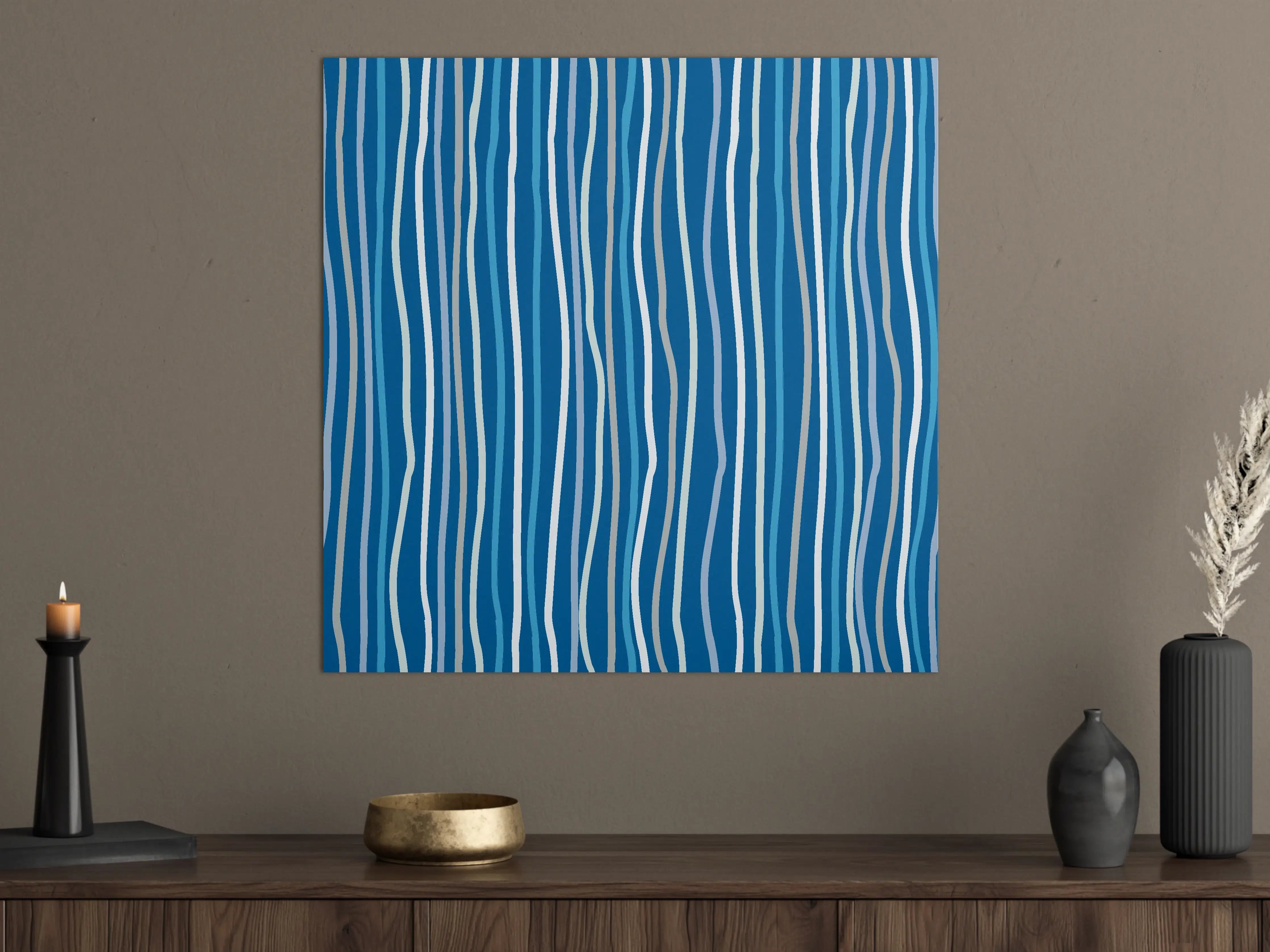 Große Wandbilder - Blaue Wellenmusterwandgestaltung