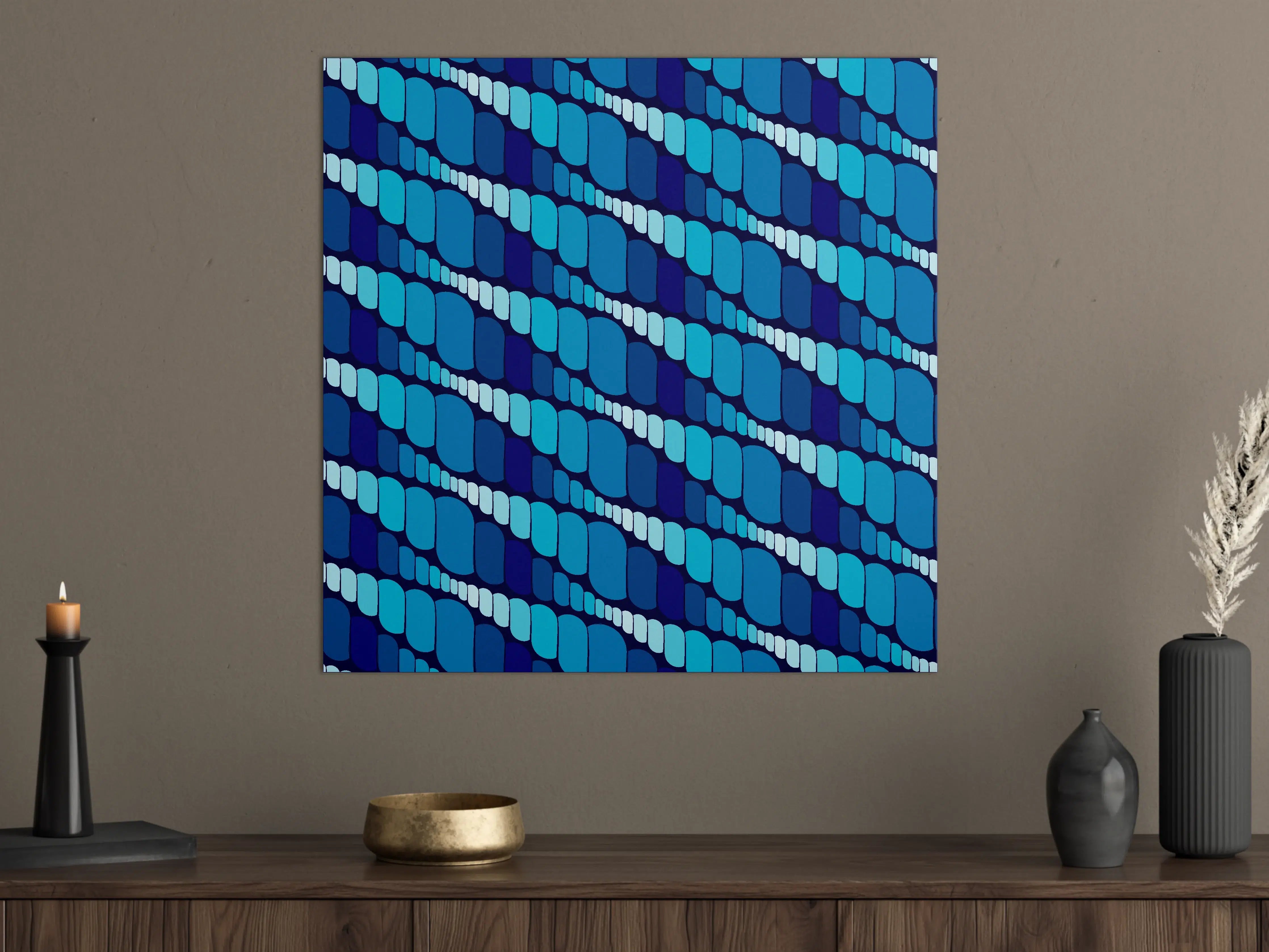Große Wandbilder - Blaue geometrische Muster mit Lichtreflexionen