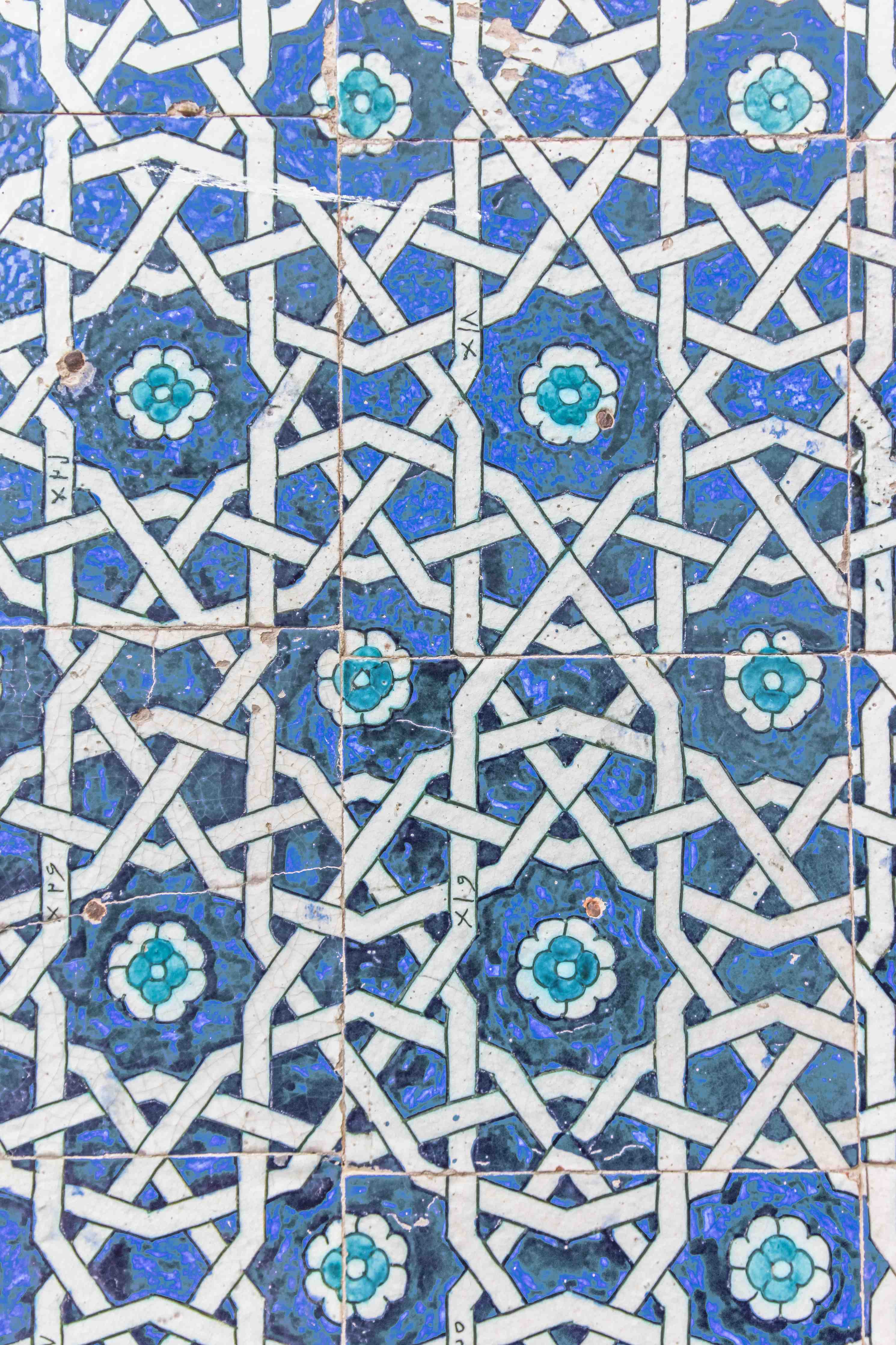 Große Wandbilder-Blaue islamische Fliesen mit geometrischem Muster