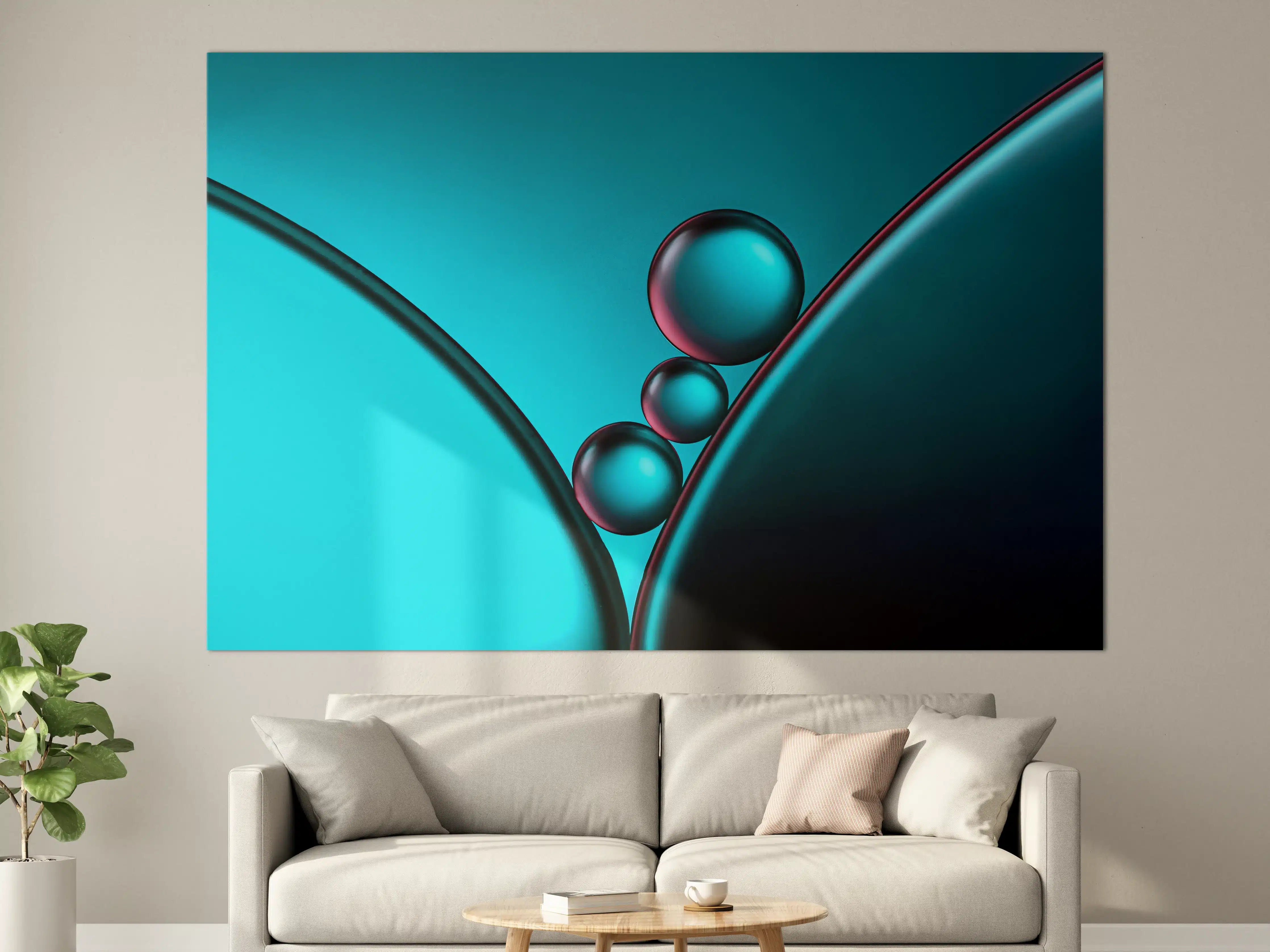 Große Wandbilder - Blaue und schwarze Kugeln in abstraktem Design