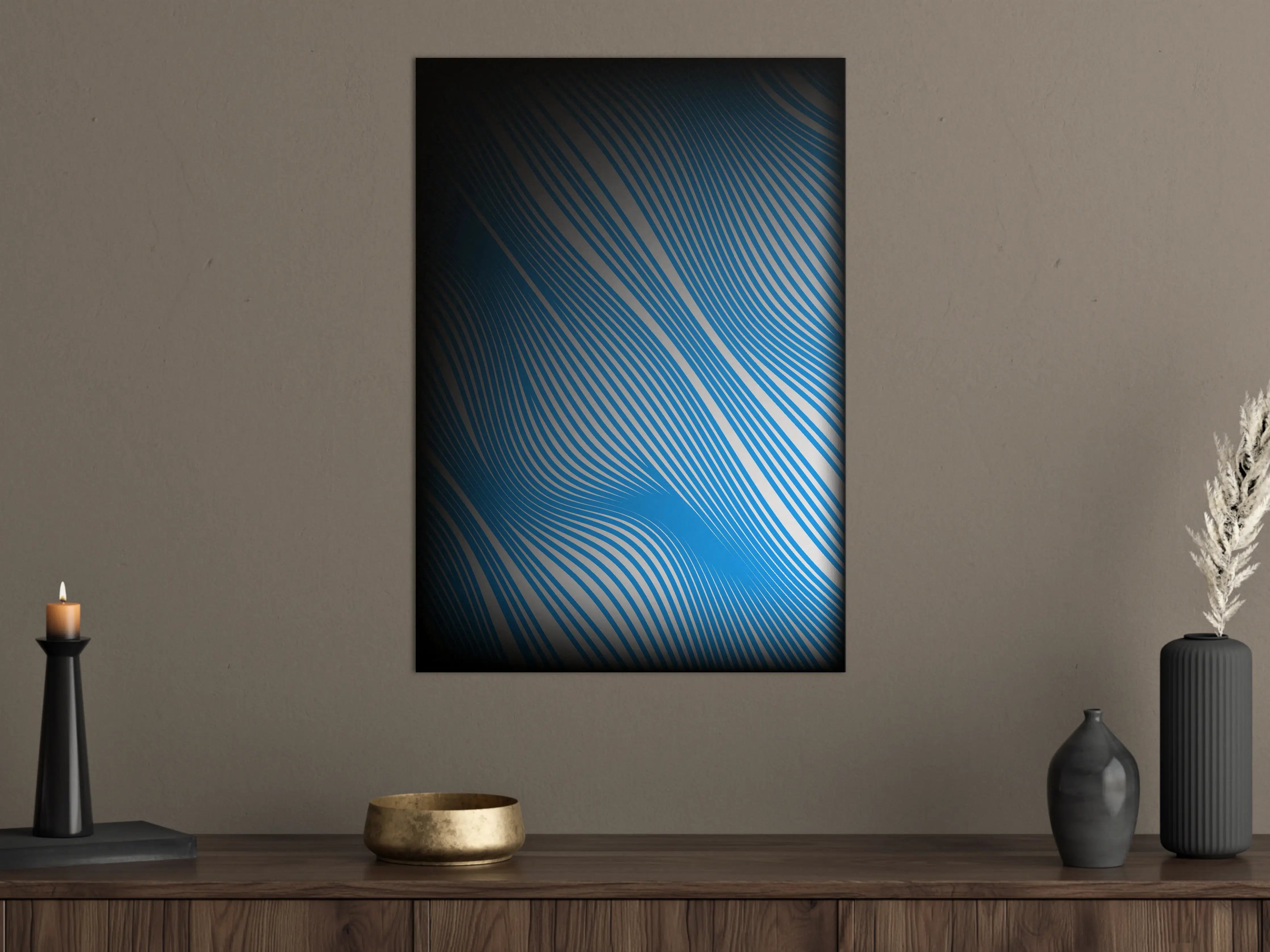 Große Wandbilder - Blaue, zeitlose Linien-Textur