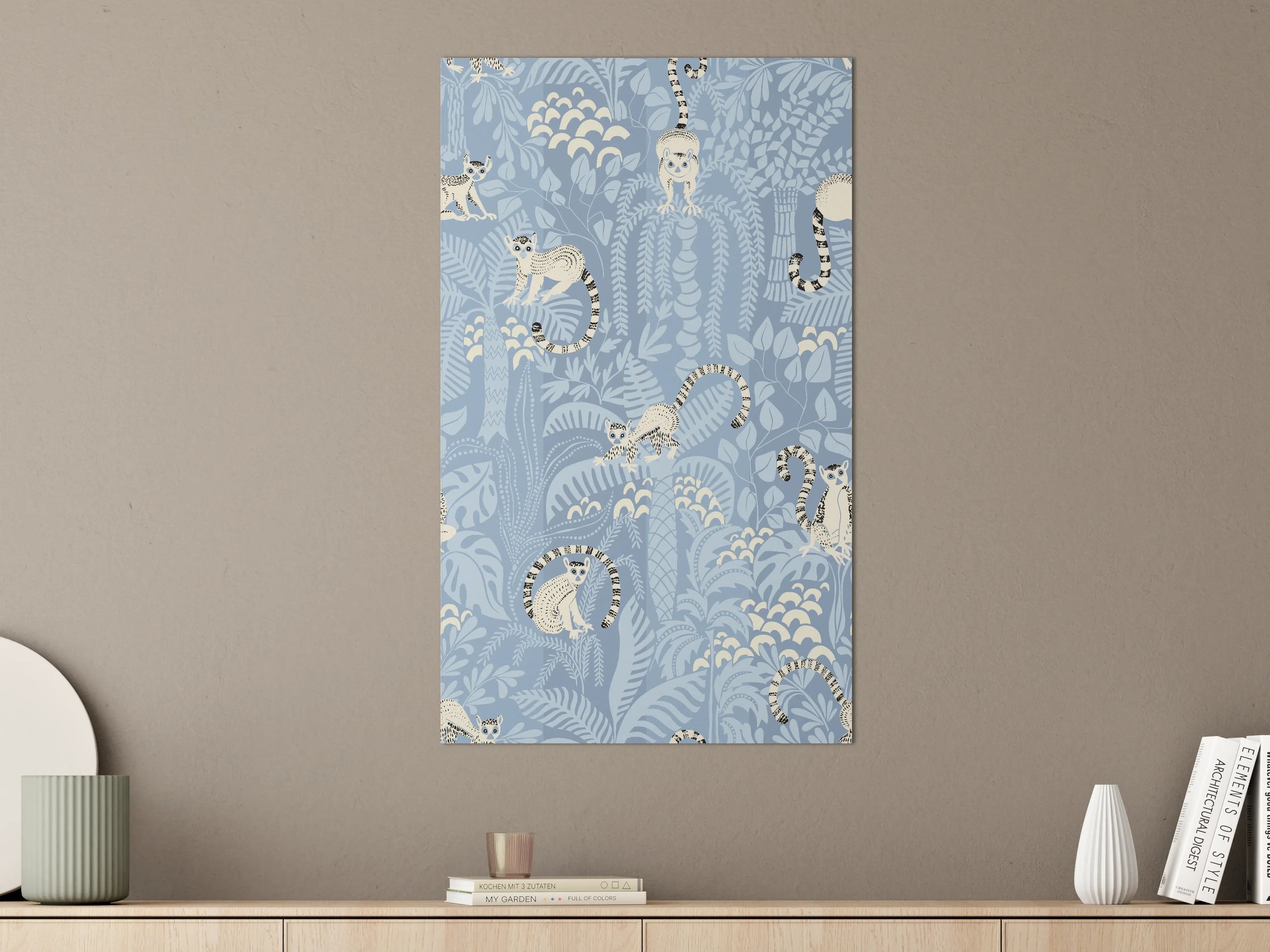 Große Wandbilder - Blauer Dschungel mit weißen Tigern