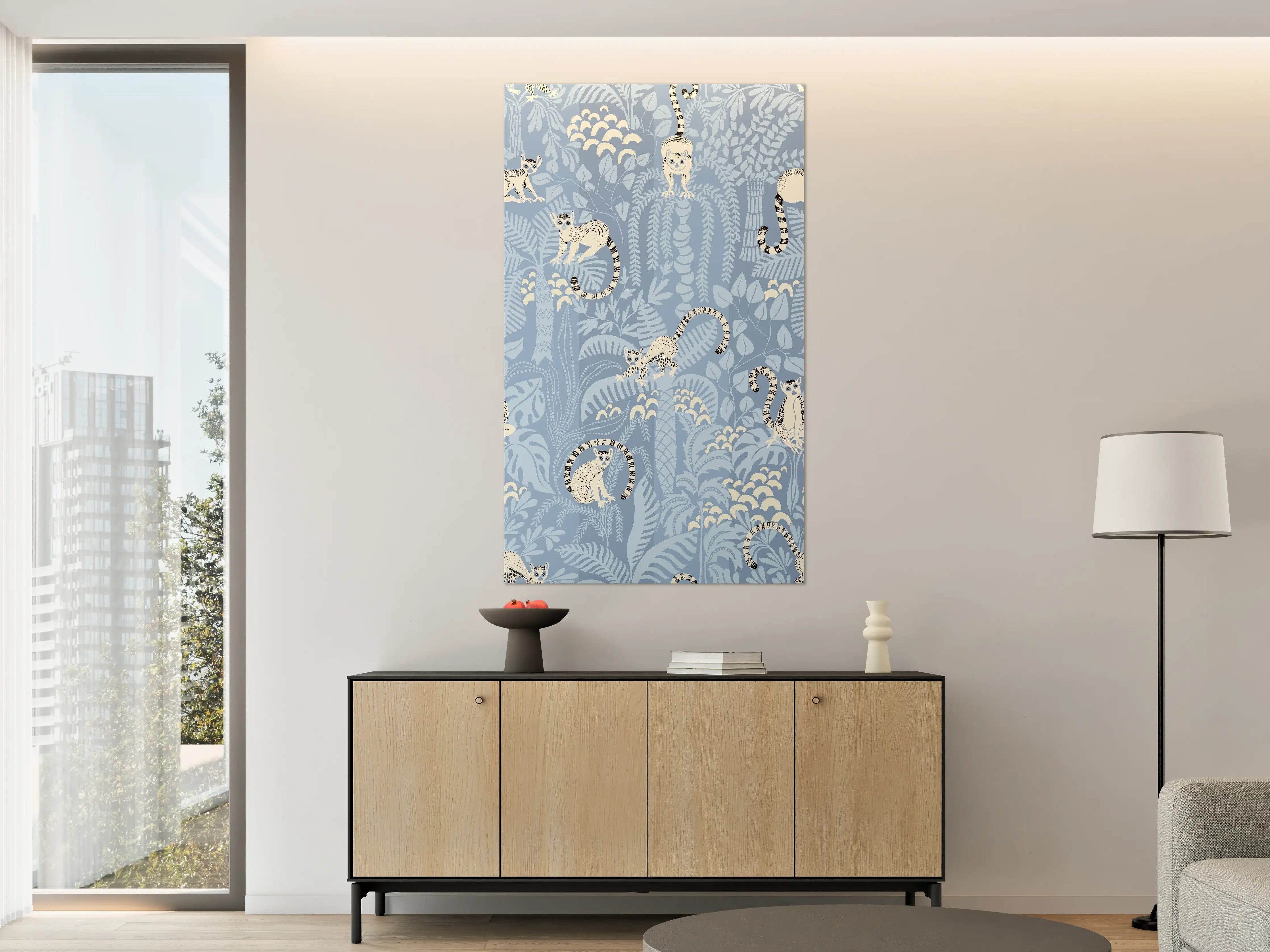 Große Wandbilder - Blauer Dschungel mit weißen Tigern
