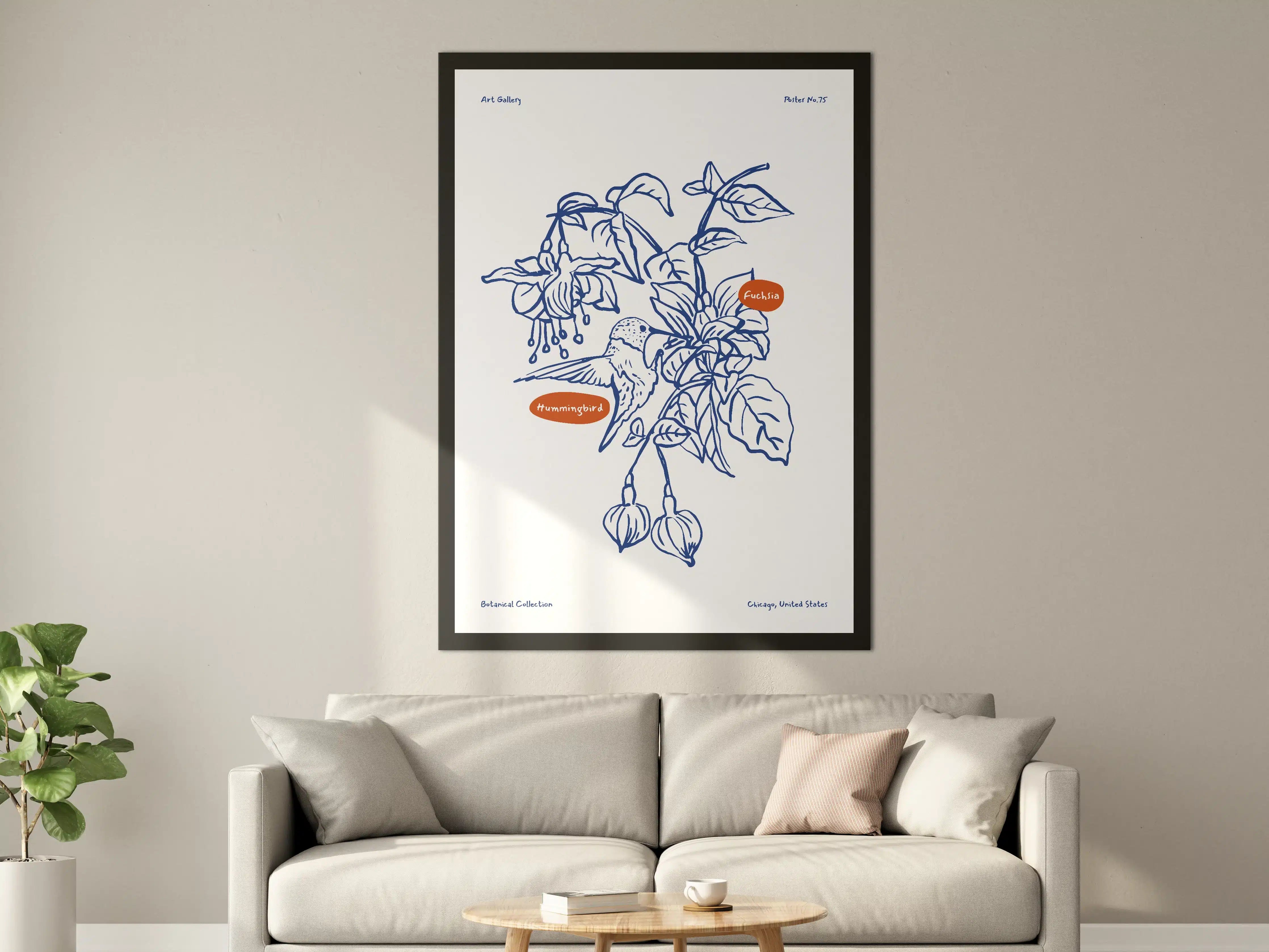 Große Wandbilder - Blauer Hummelschwarm und Fuchsienblüten