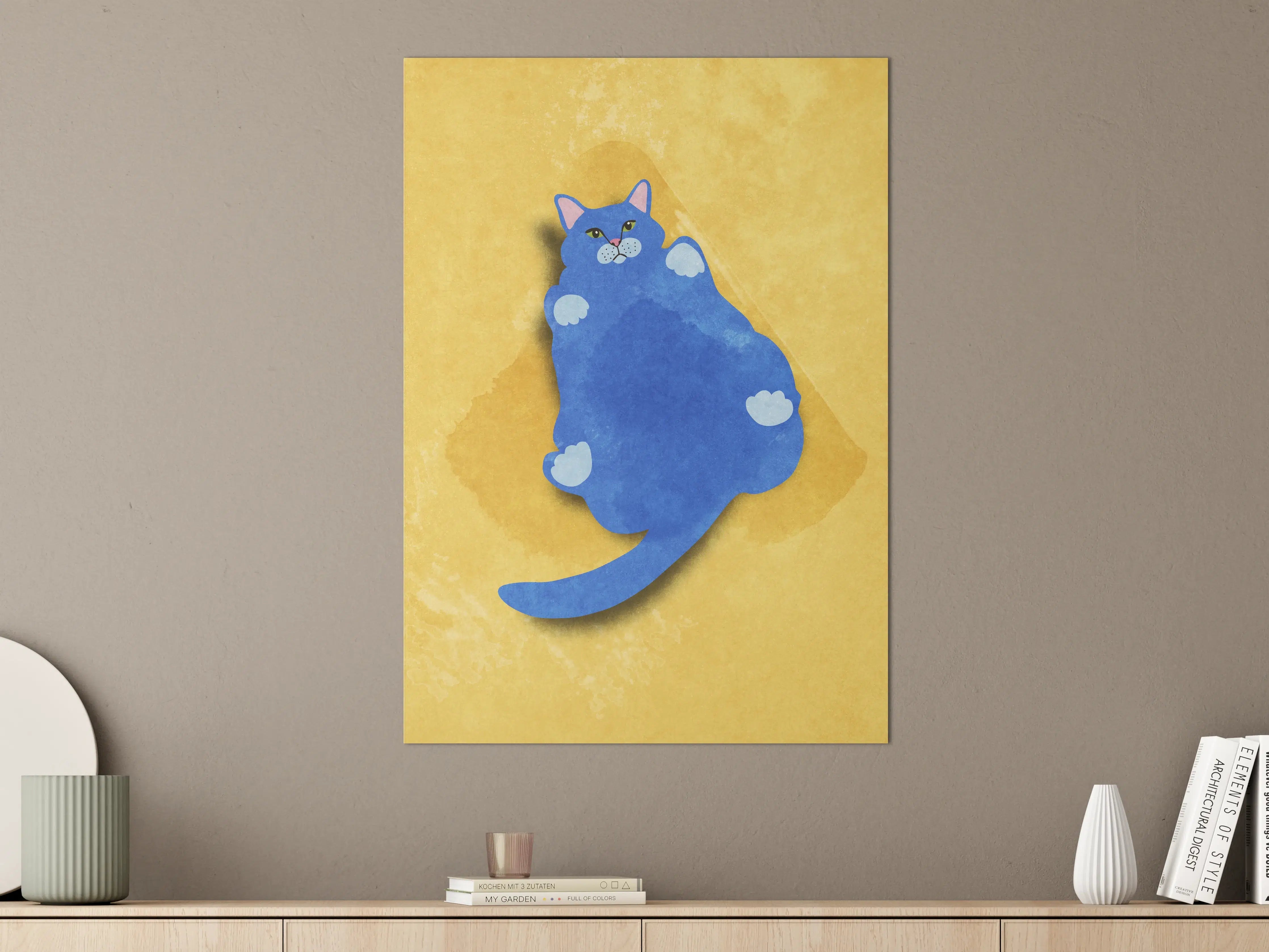 Große Wandbilder - Blauer Lustiger Katzen-Print