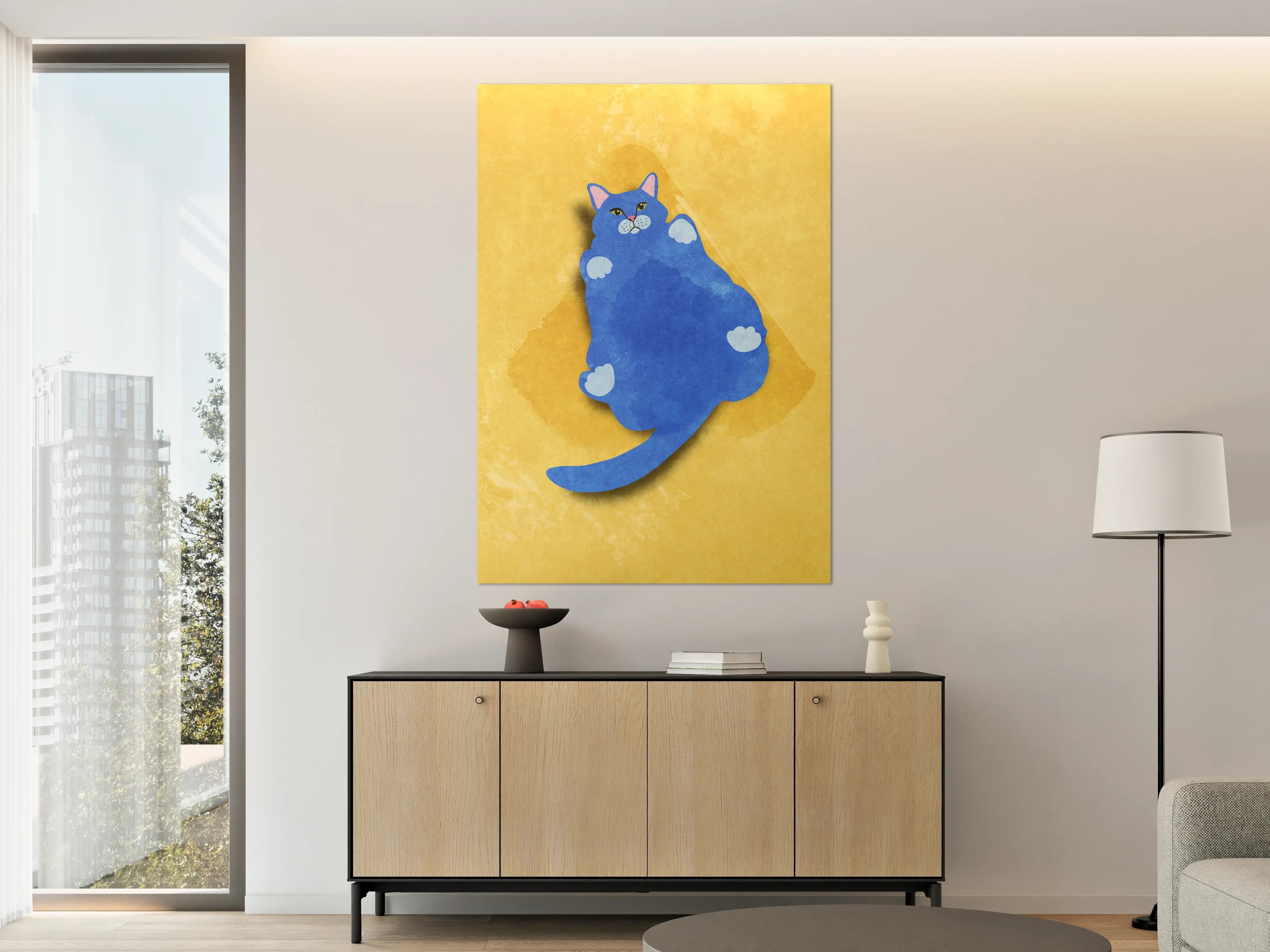 Große Wandbilder - Blauer Lustiger Katzen-Print