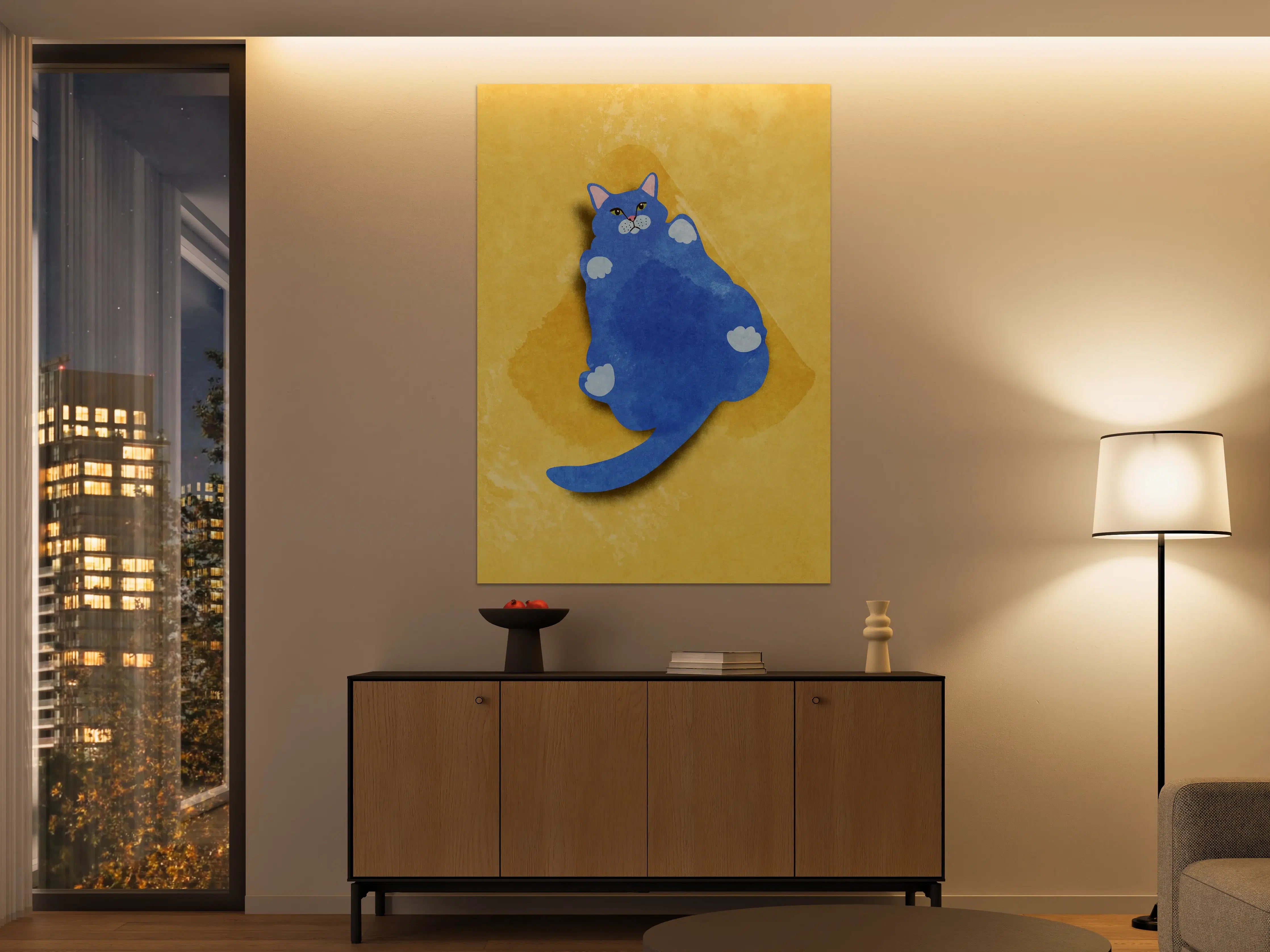 Große Wandbilder - Blauer Lustiger Katzen-Print