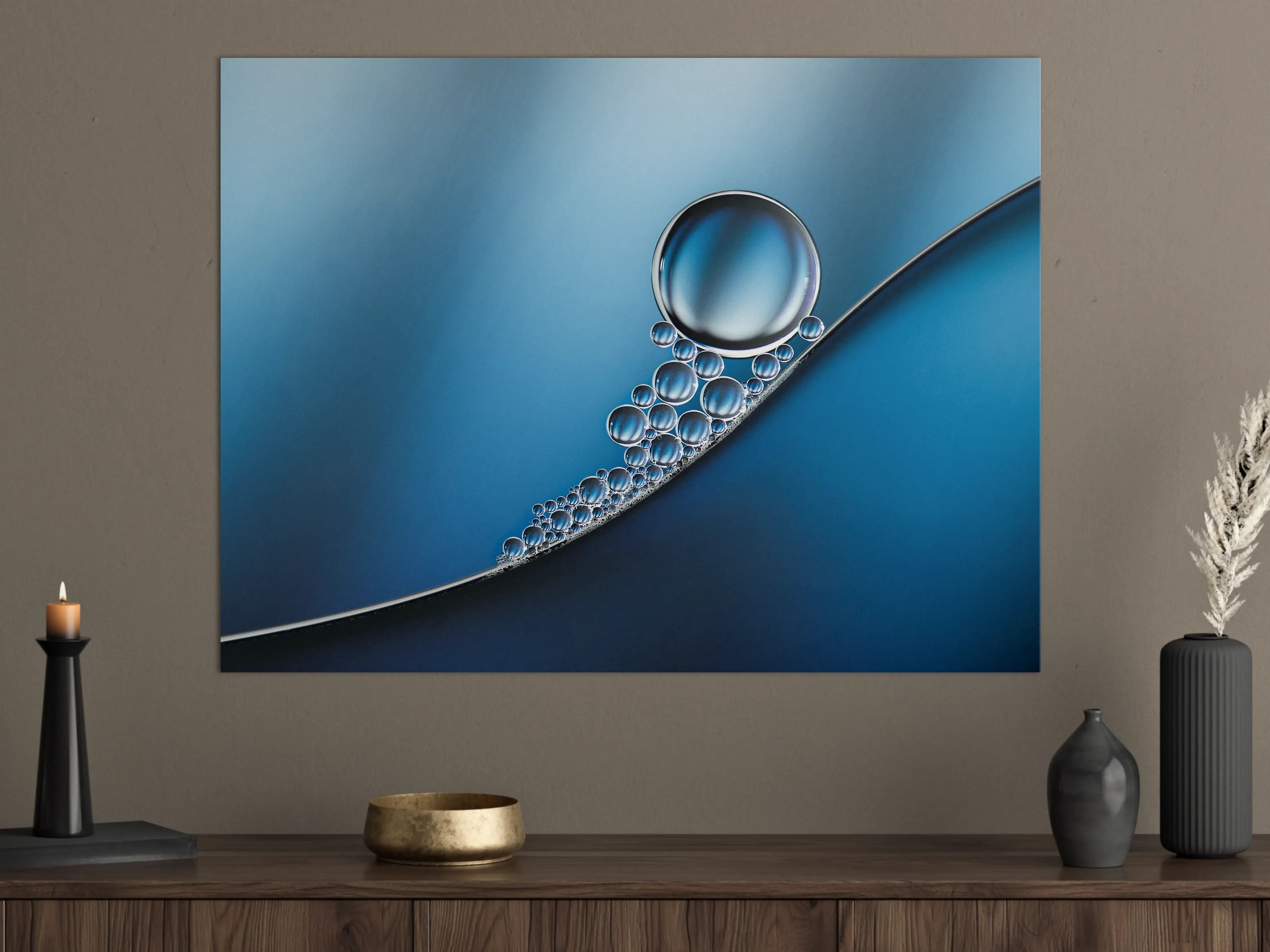 Große Wandbilder - Blauer Wasser- und Glaseffekt mit Bubbles