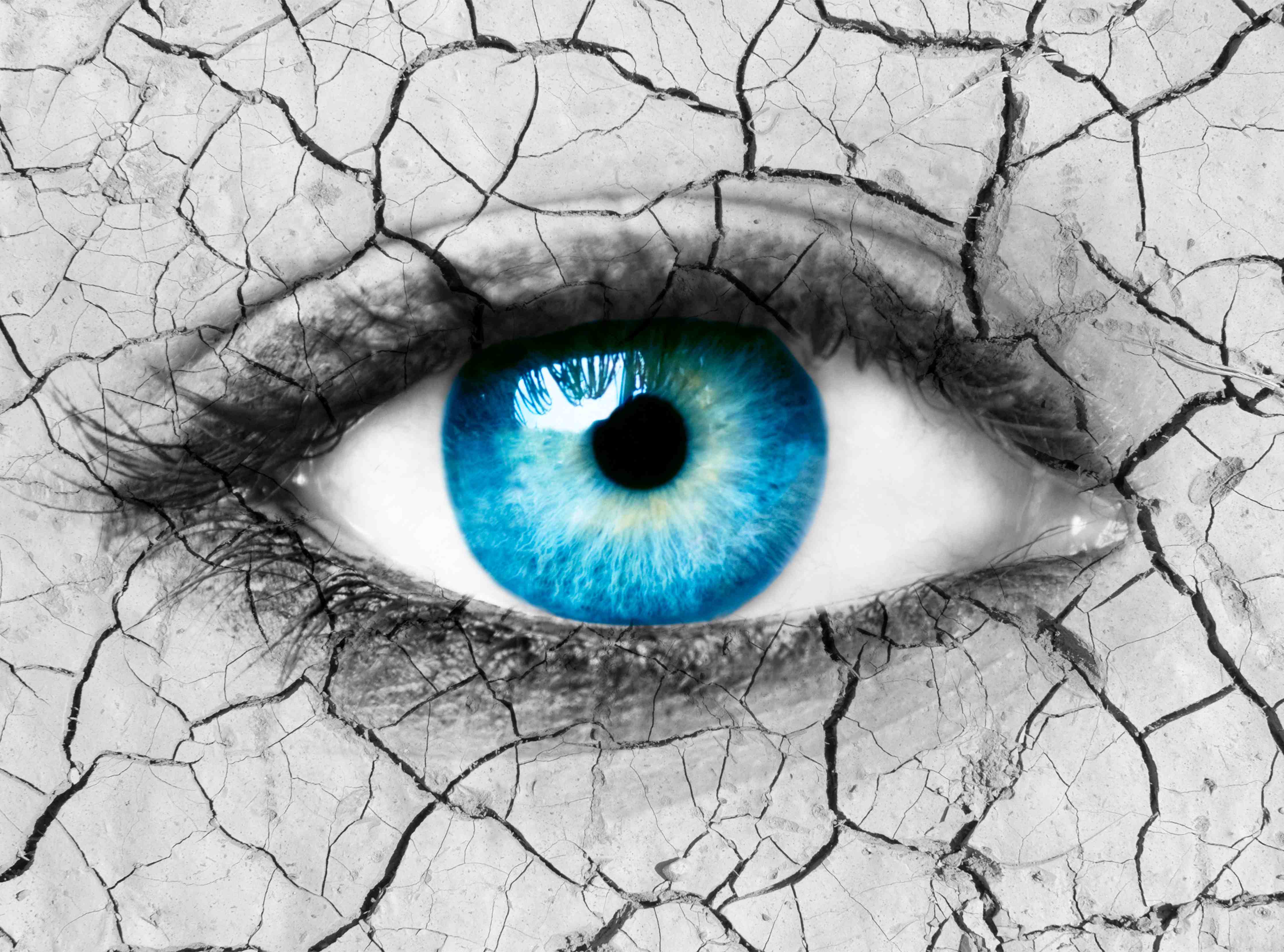 Große Wandbilder-Blaues Auge mit Riss-Struktur