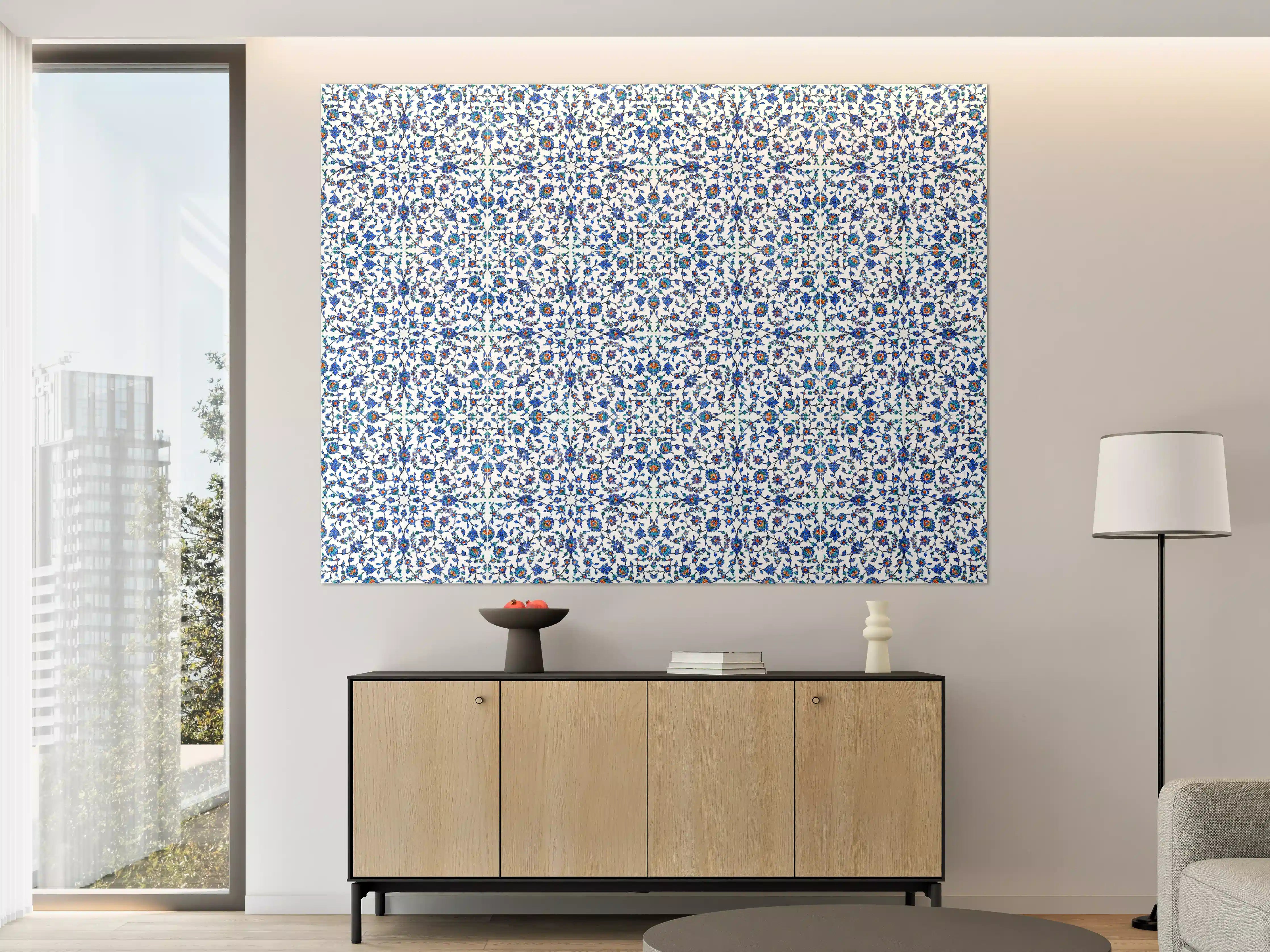 Große Wandbilder - Blaues Blumen-Mosaik-Muster