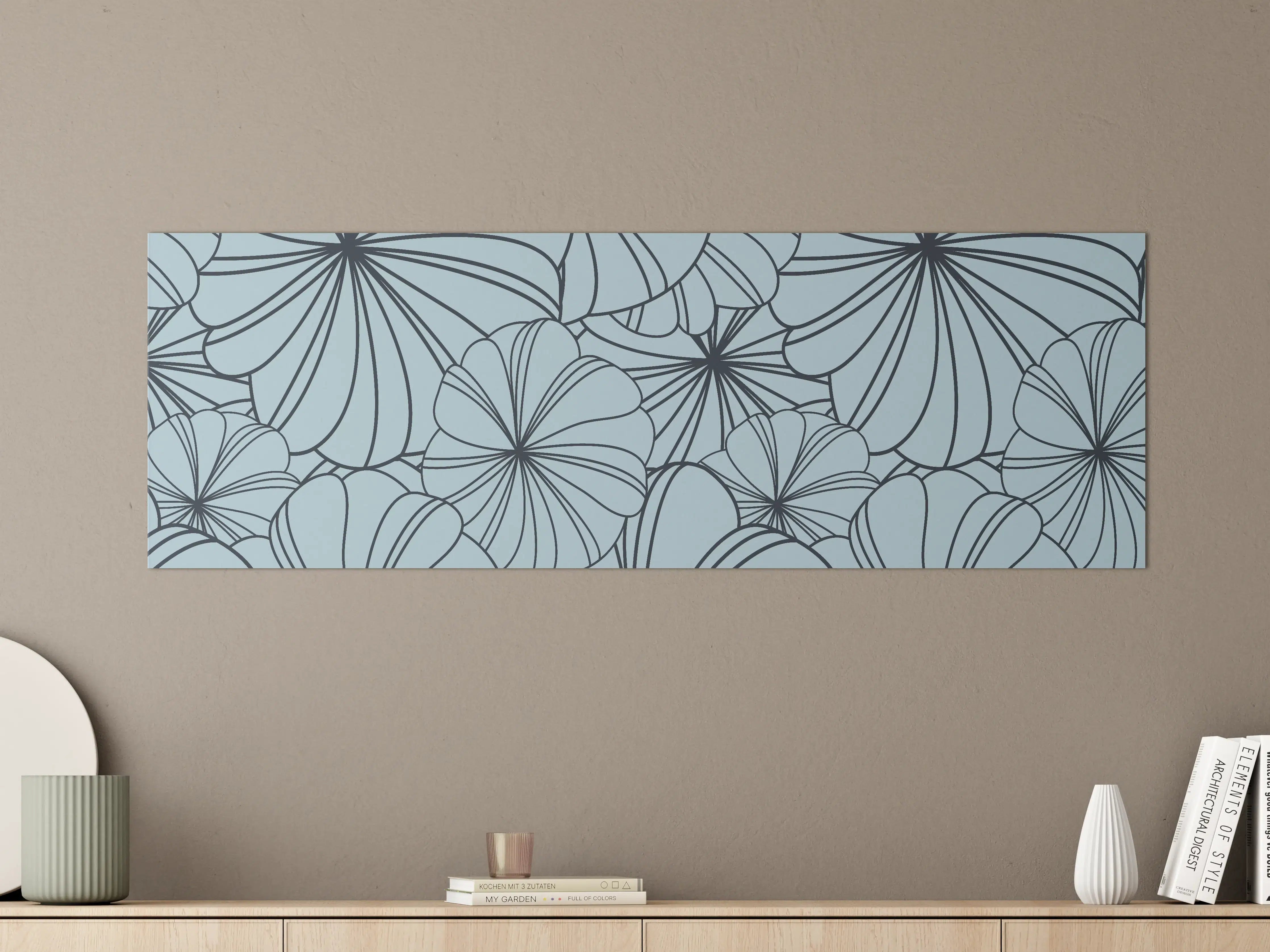 Große Wandbilder - Blaues Blumenmuster Design
