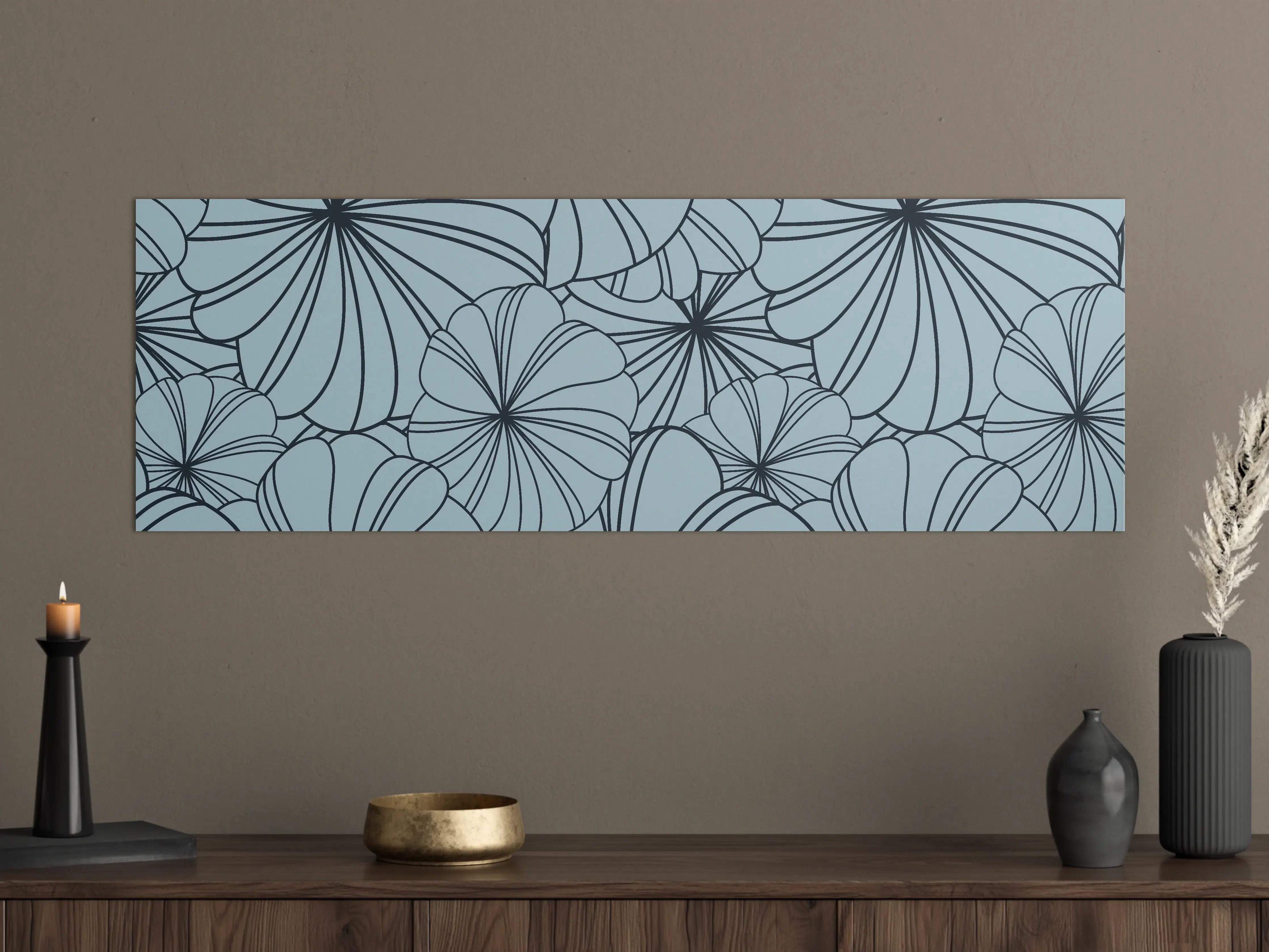 Große Wandbilder - Blaues Blumenmuster Design