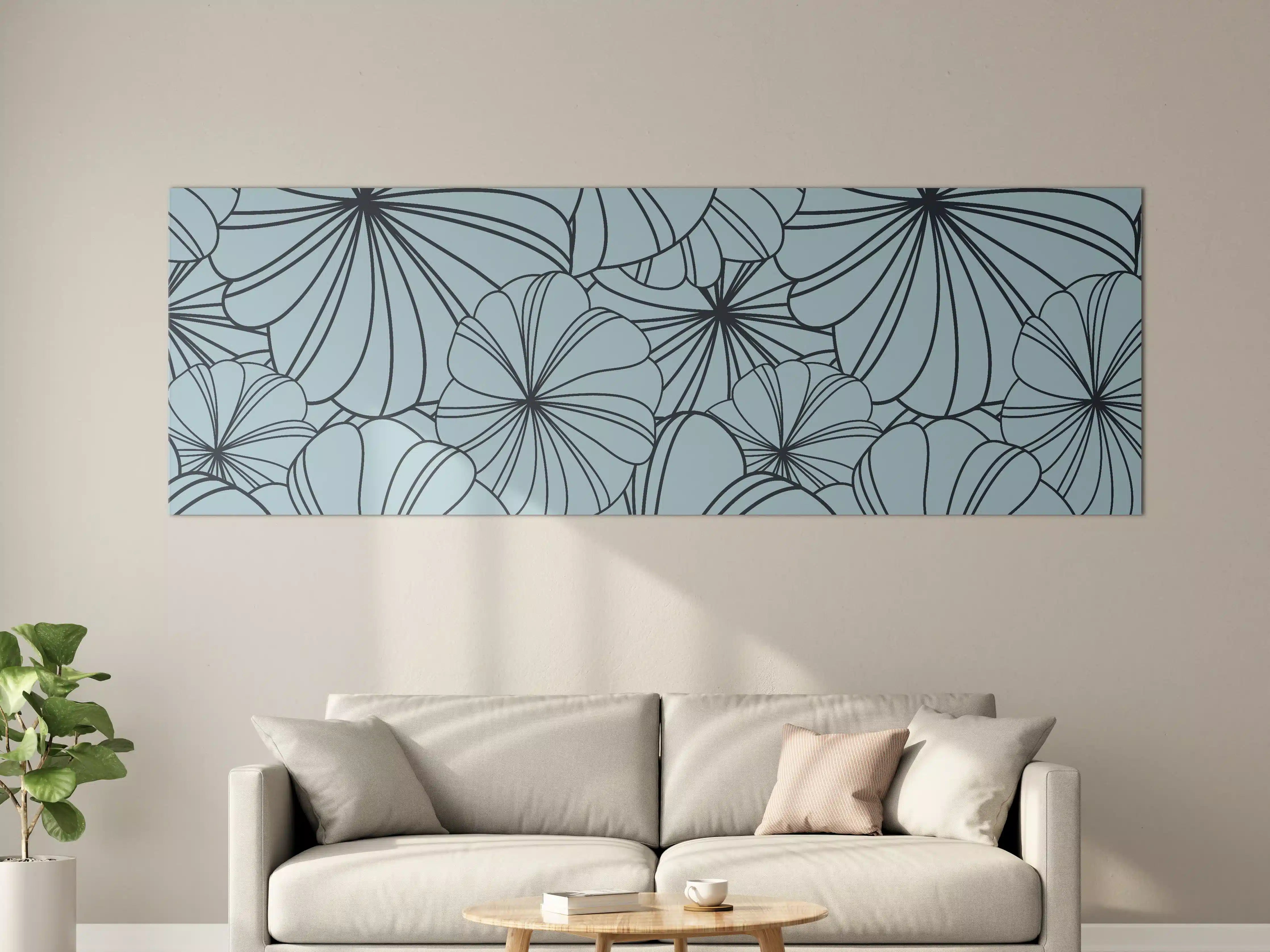 Große Wandbilder - Blaues Blumenmuster Design