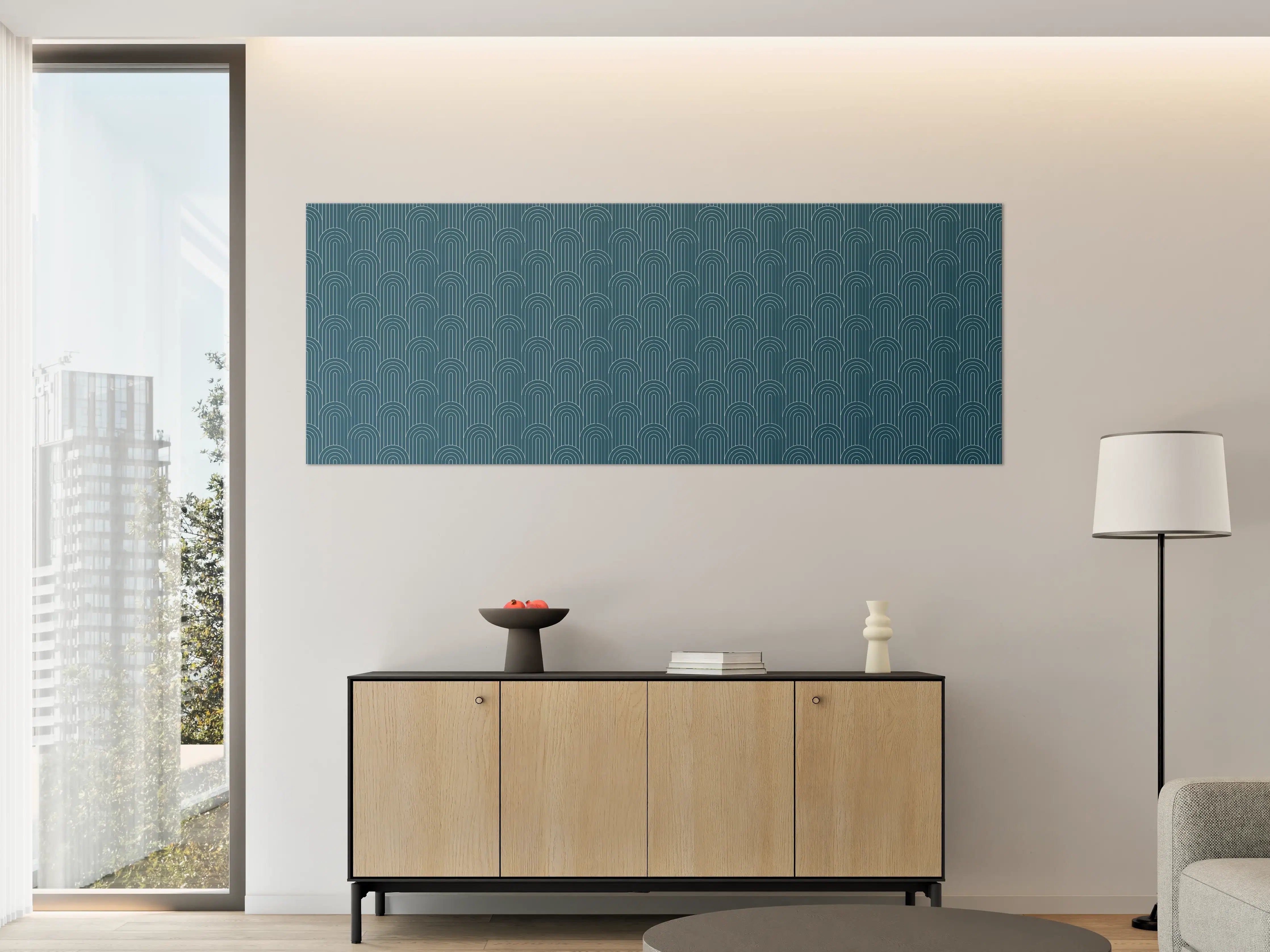 Große Wandbilder - Blaues Mustermotiv mit Wellenmuster